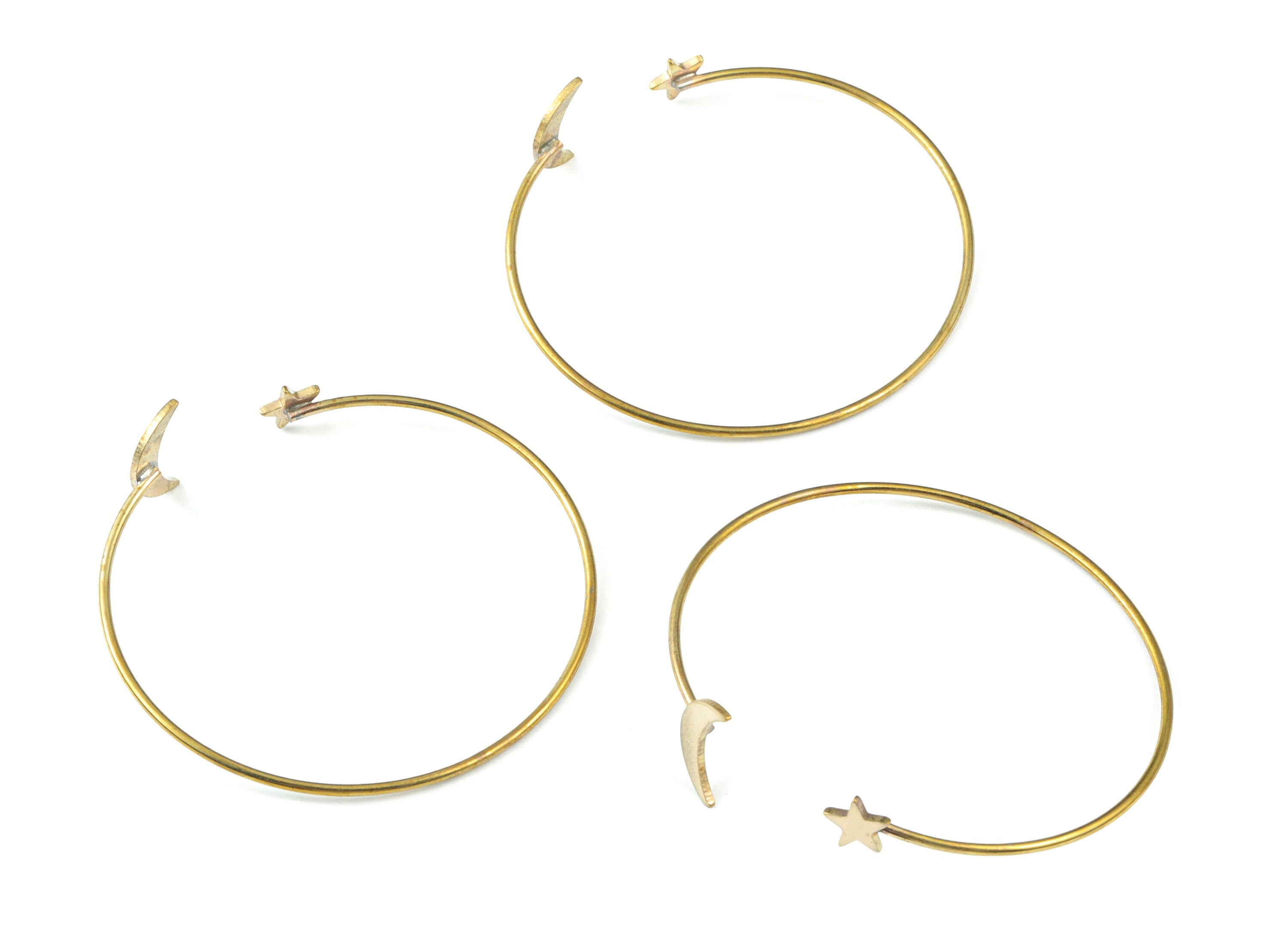Brass Crescent Bracelet - Raw Brass Moon Bracelet - Brass Wire Bangle - Jewelry Supplies - 62.66x15.99x2.76mm - PP3301 - DOMEDBAZAAR