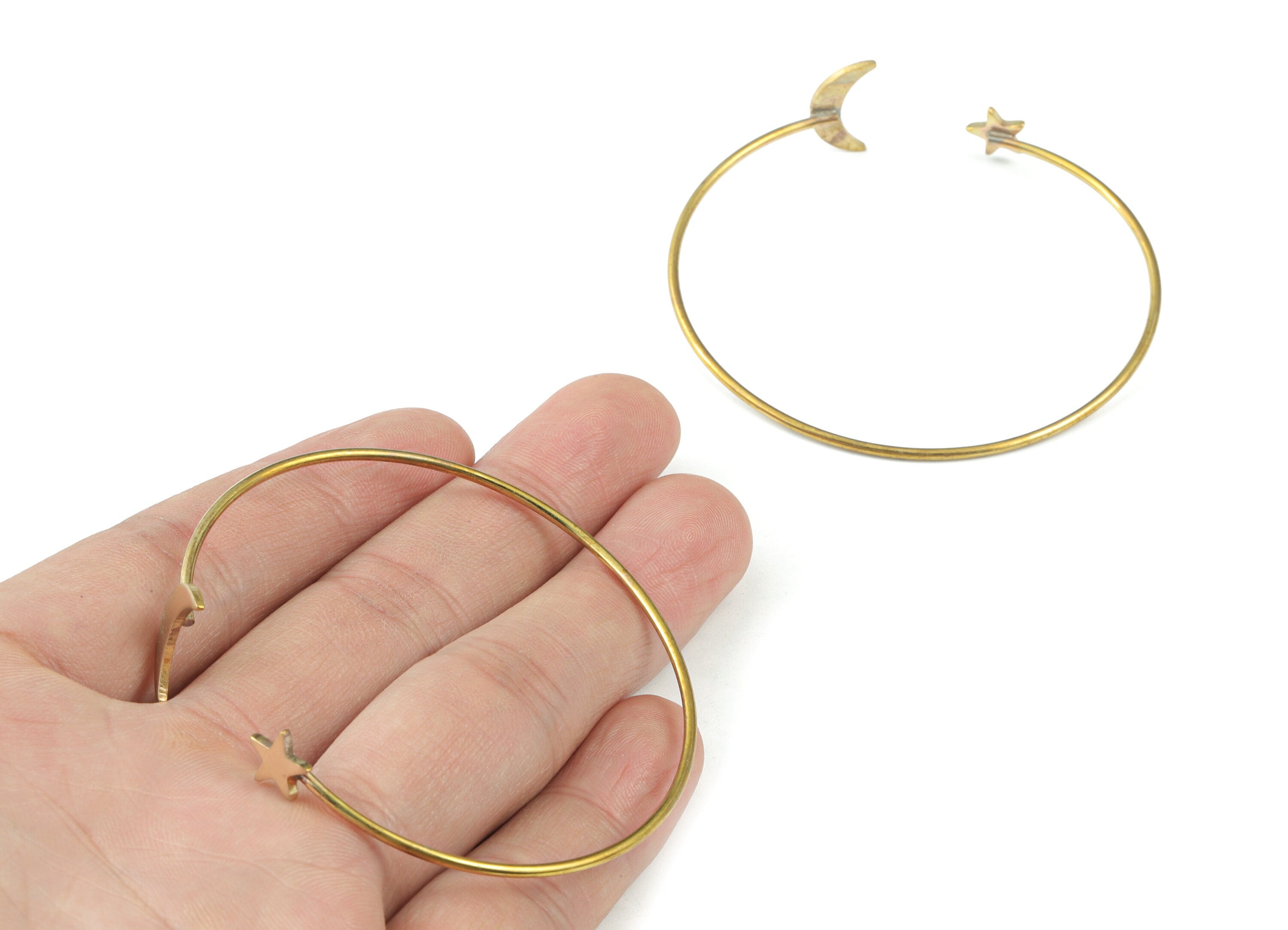 Brass Crescent Bracelet - Raw Brass Moon Bracelet - Brass Wire Bangle - Jewelry Supplies - 62.66x15.99x2.76mm - PP3301 - DOMEDBAZAAR