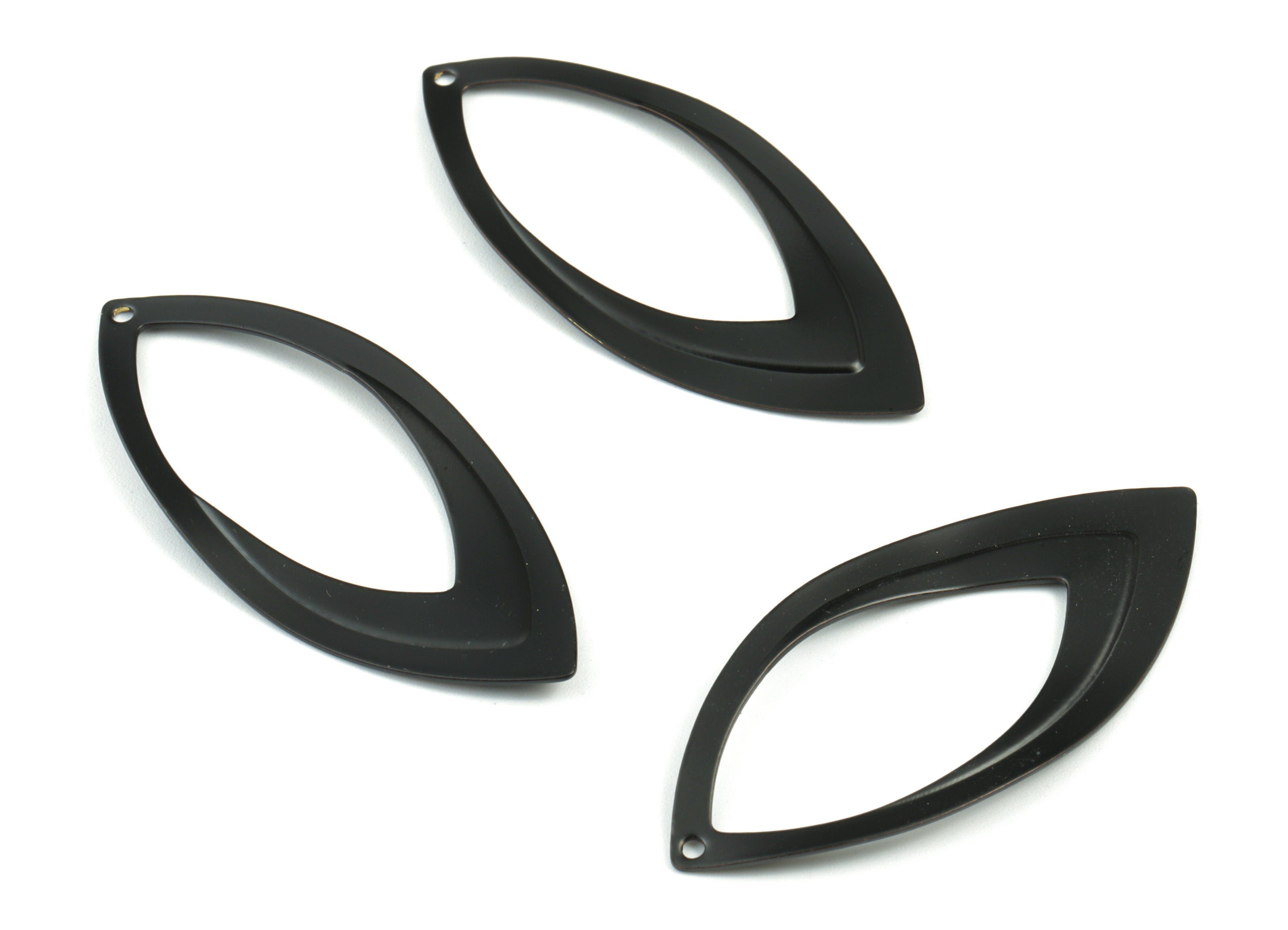 Brass Black Marquise Earring Charms - Black Marquise Pendant - Earring Findings - Jewelry Supplies - 48.07x22.05x0.85mm - PP2433B - DOMEDBAZAAR