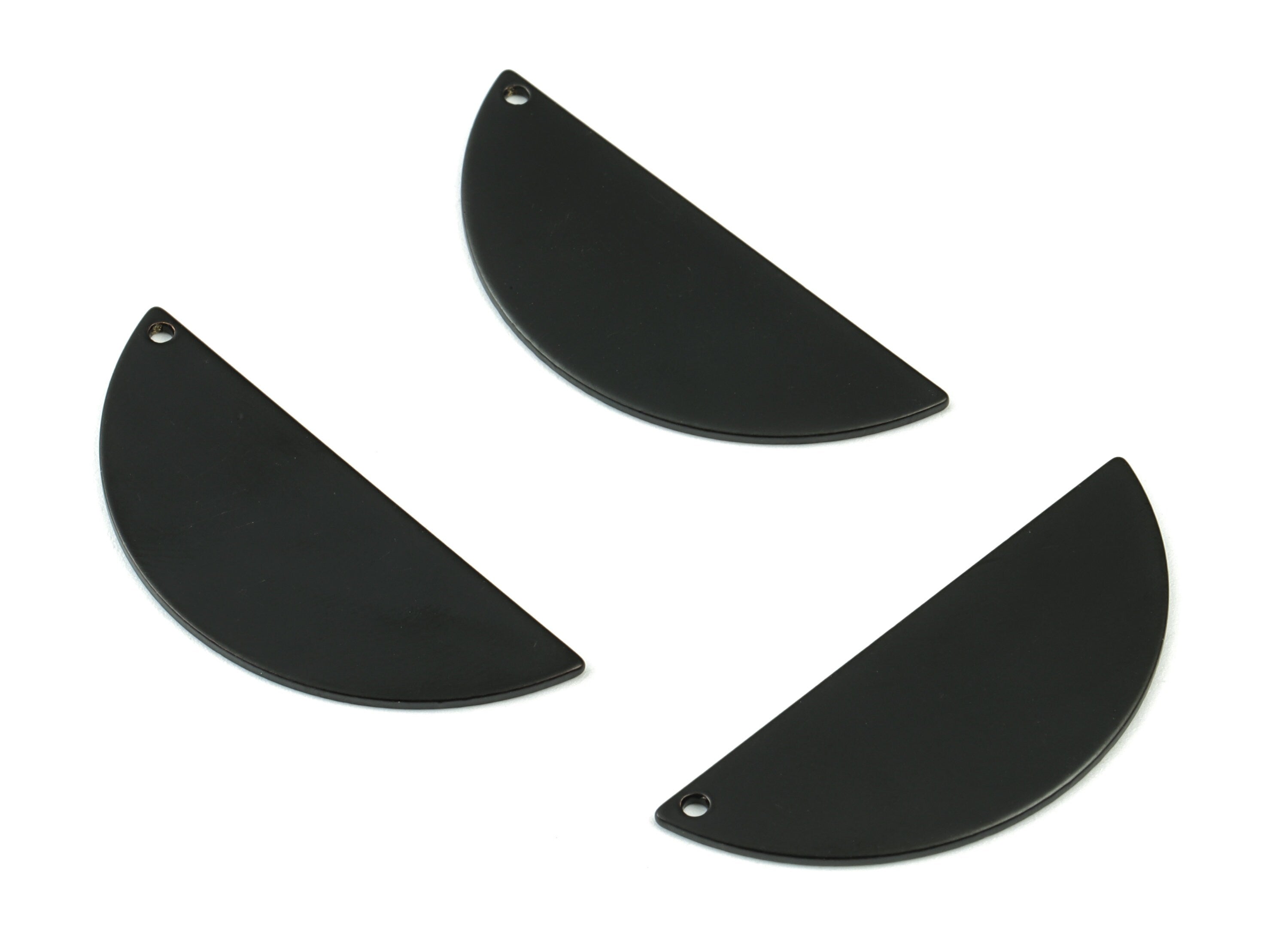 Personalized stamping blank - Brass Black Half Moon Earring Charms - Black Semicircle Pendant - Earring Findings - 39x15.49x1.02mm - PP3551B - DOMEDBAZAAR