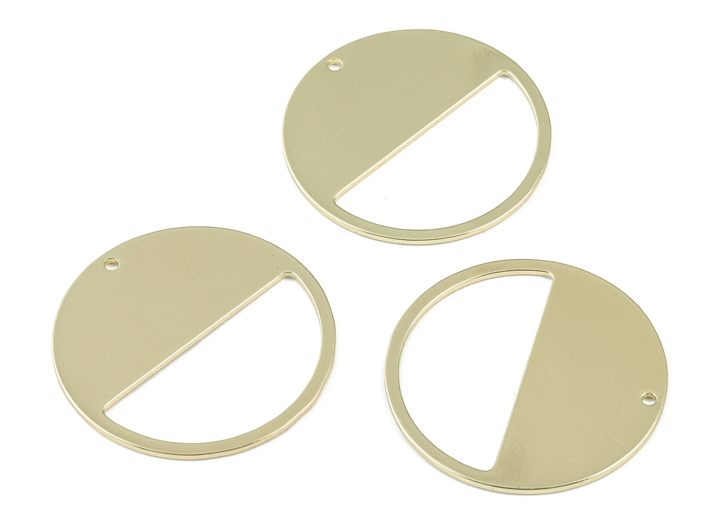 Semi Circle Earring Connector - Gold Tone Plated Brass Half Moon Charms - Jewelry Supplies - 30x30x0.9mm - PPM3064G - DOMEDBAZAAR