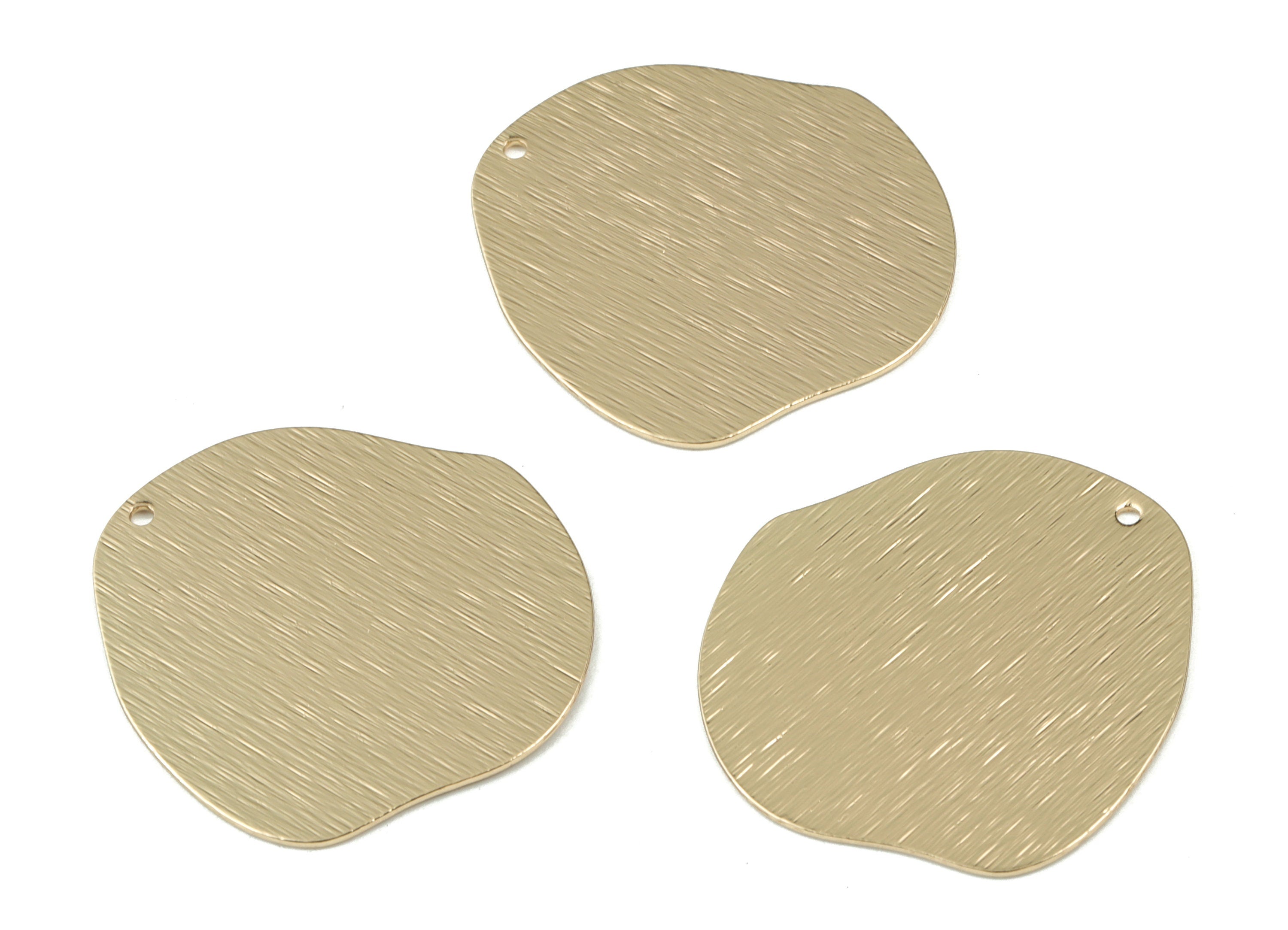 Gold Drop Earring Connector - Light KC Gold Tone Plated Brass Textured Teardrop Earings - 4 HoleS Connector - 35.77x33.08x0.95mm - PP2480KCG - DOMEDBAZAAR