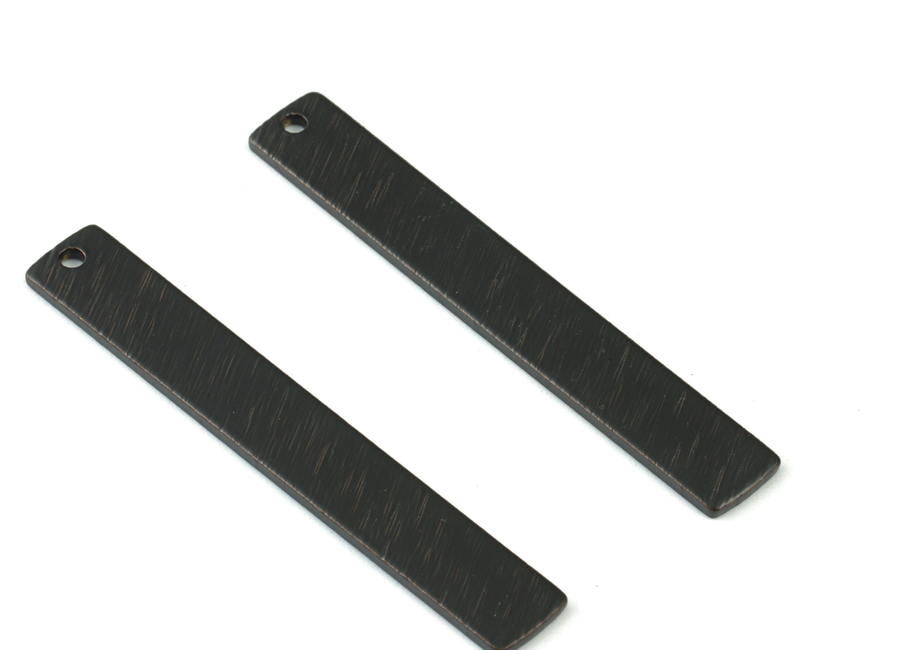 Brass Black Long Rectangle Earring Charms - Black Bar Rectangle Pendant - Earring Findings - Jewelry Supplies - 40,8x6,08x1mm - PP2108B - DOMEDBAZAAR