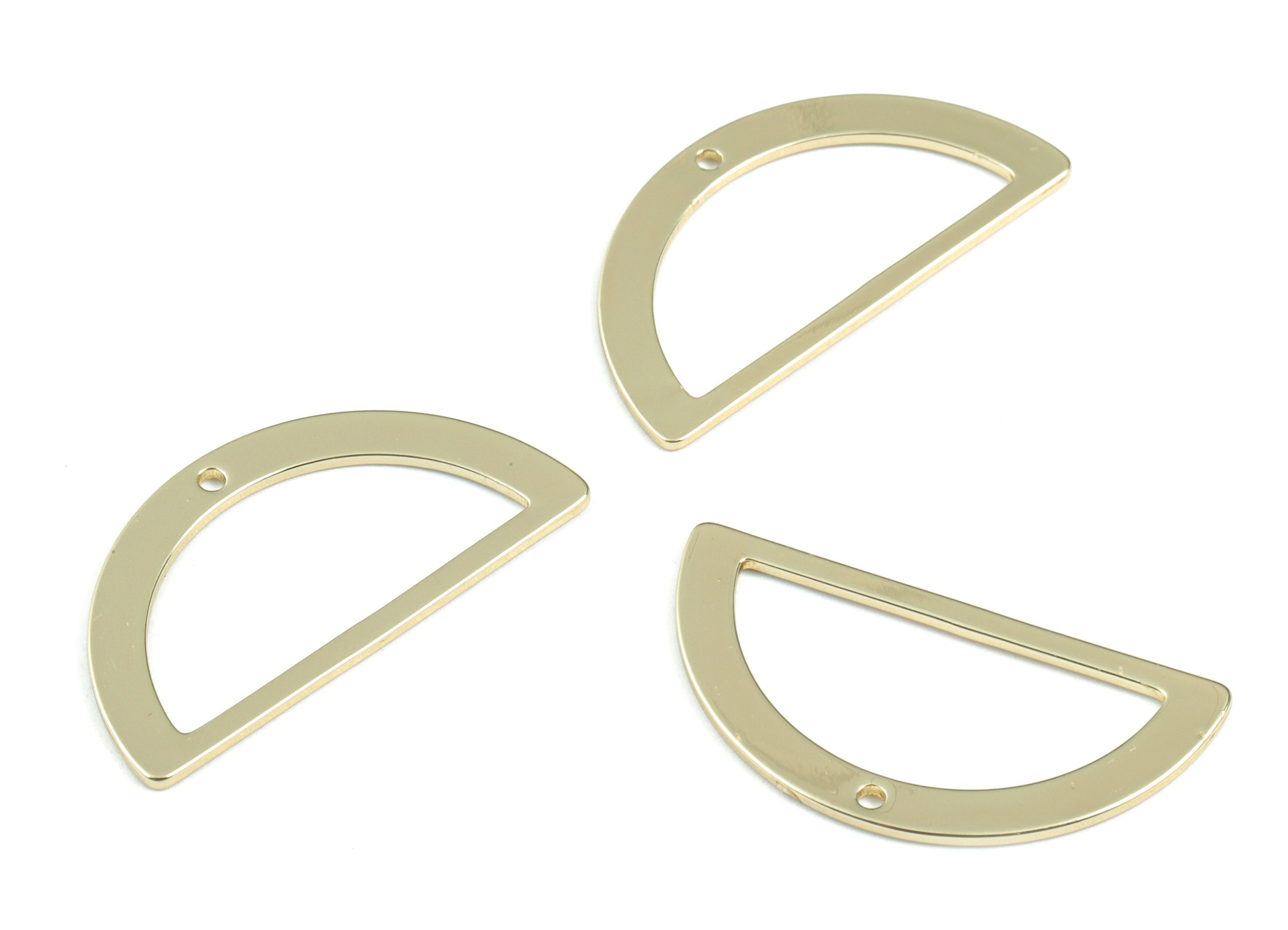 Brass Half Moon Lotus Earring Connector - Gold Tone Plated Brass Semi Circle Charms - Jewelry Supplies - 30.07x15.23x0.91mm - PPM3070G - DOMEDBAZAAR