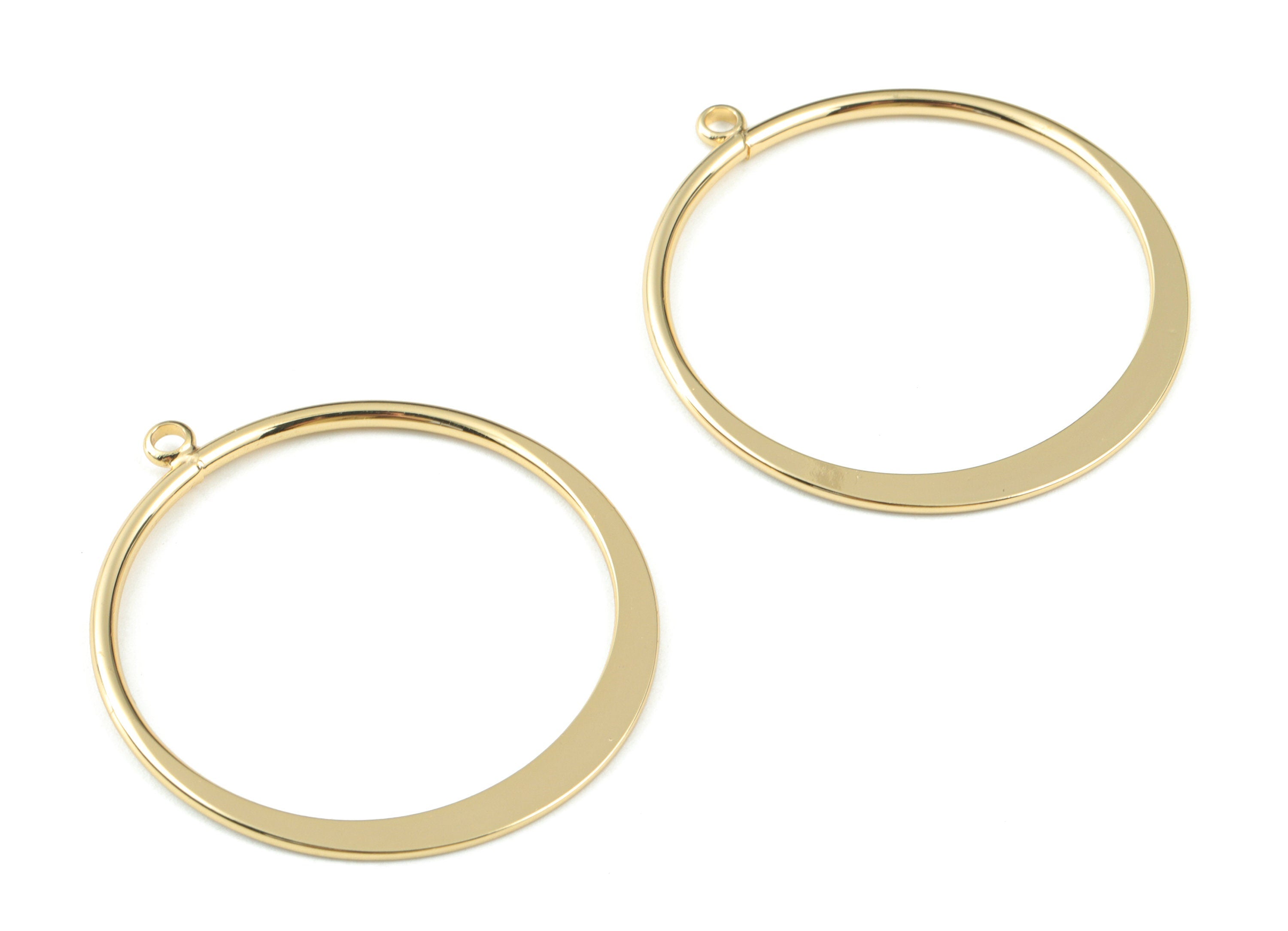 Gold Hoop Pendant - 18K Real Gold Plated Brass Circle Earring Charms - Earring Findings - Jewelry Supplies - 44.55x40.22x2.22mm - RGP2741 - DOMEDBAZAAR