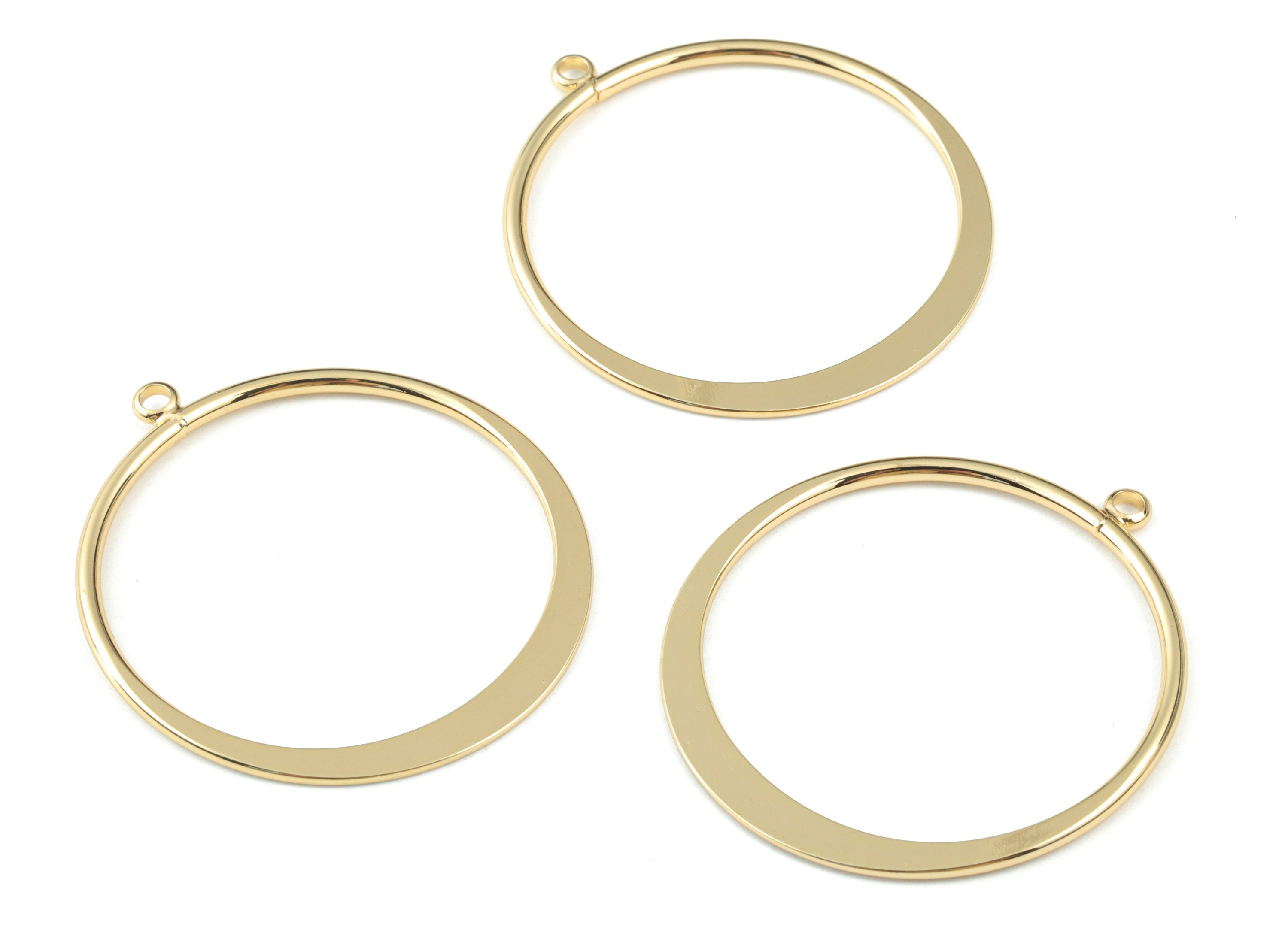 Gold Hoop Pendant - 18K Real Gold Plated Brass Circle Earring Charms - Earring Findings - Jewelry Supplies - 44.55x40.22x2.22mm - RGP2741 - DOMEDBAZAAR