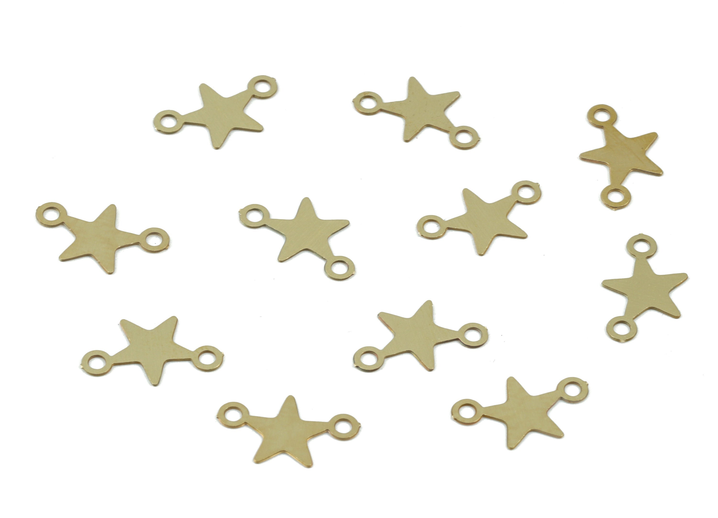 Brass Star Earring Connector - Raw Brass Star Earring Charms - Earring Findings - Jewelry Supplies - 11.22x6.62x0.28mm - JJC12131 - DOMEDBAZAAR