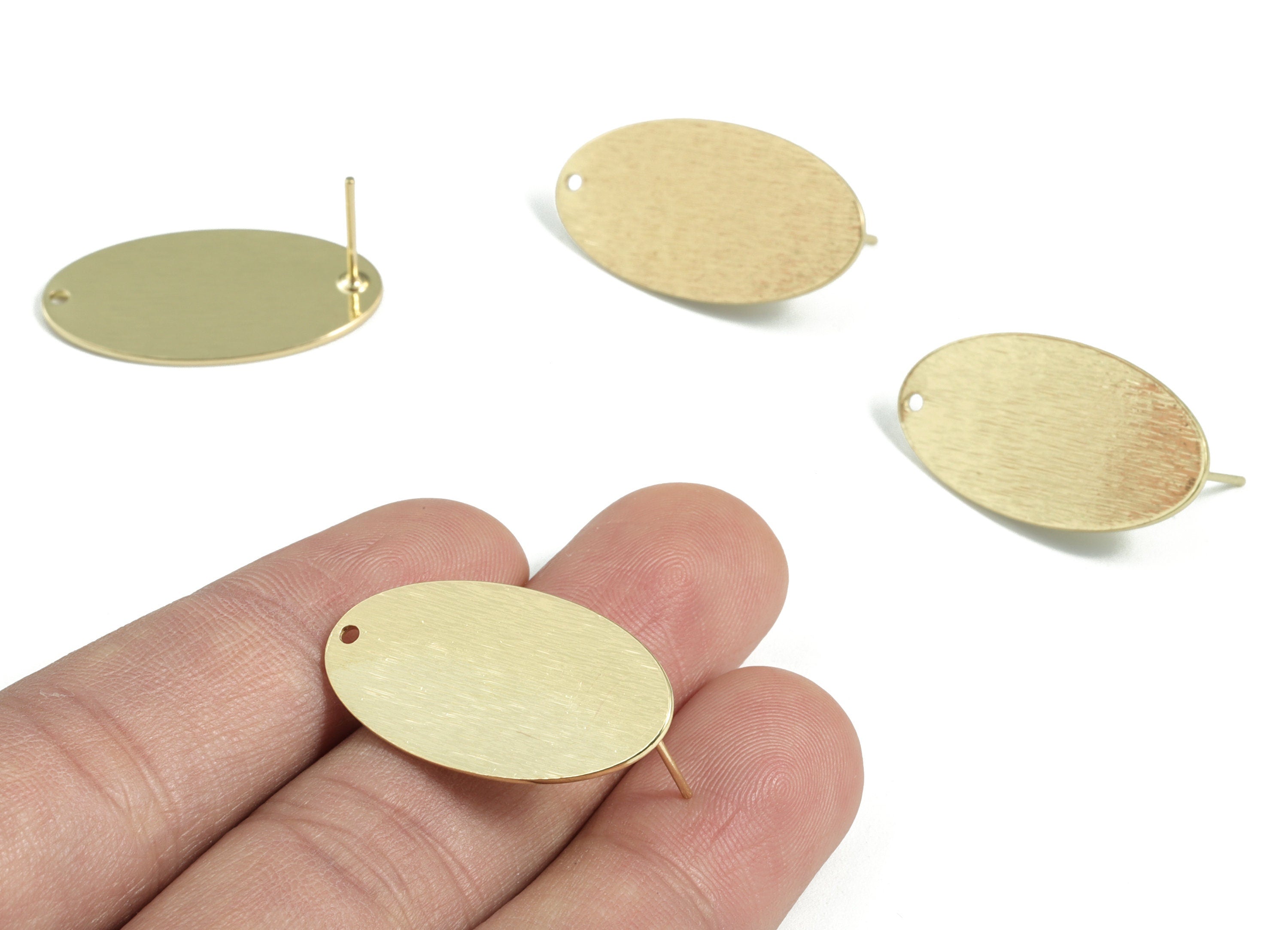 Gold Oval Textured Earring Stud - Gold Oval Textured Earring Post - 316 Stainless Steel Stud - Jewelry Supplies - 29x15.53x0.86mm - PP3020G - DOMEDBAZAAR