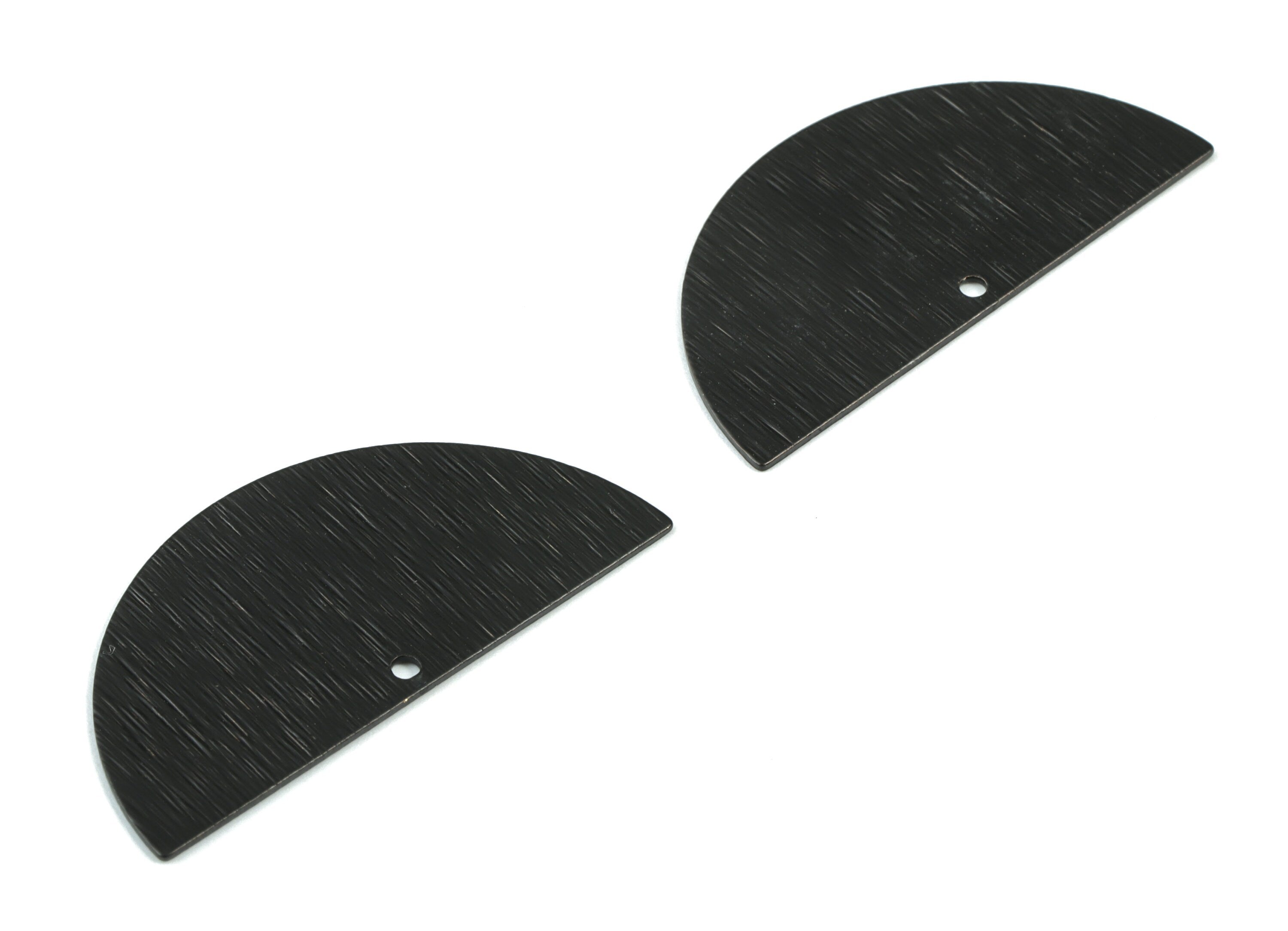 Black Semi circle Charms - Matte Black Textured Half Moon Earring Charms - Earring Findings - Jewelry Supplies - 35.88x17.5x0.6mm - PP2115B - DOMEDBAZAAR