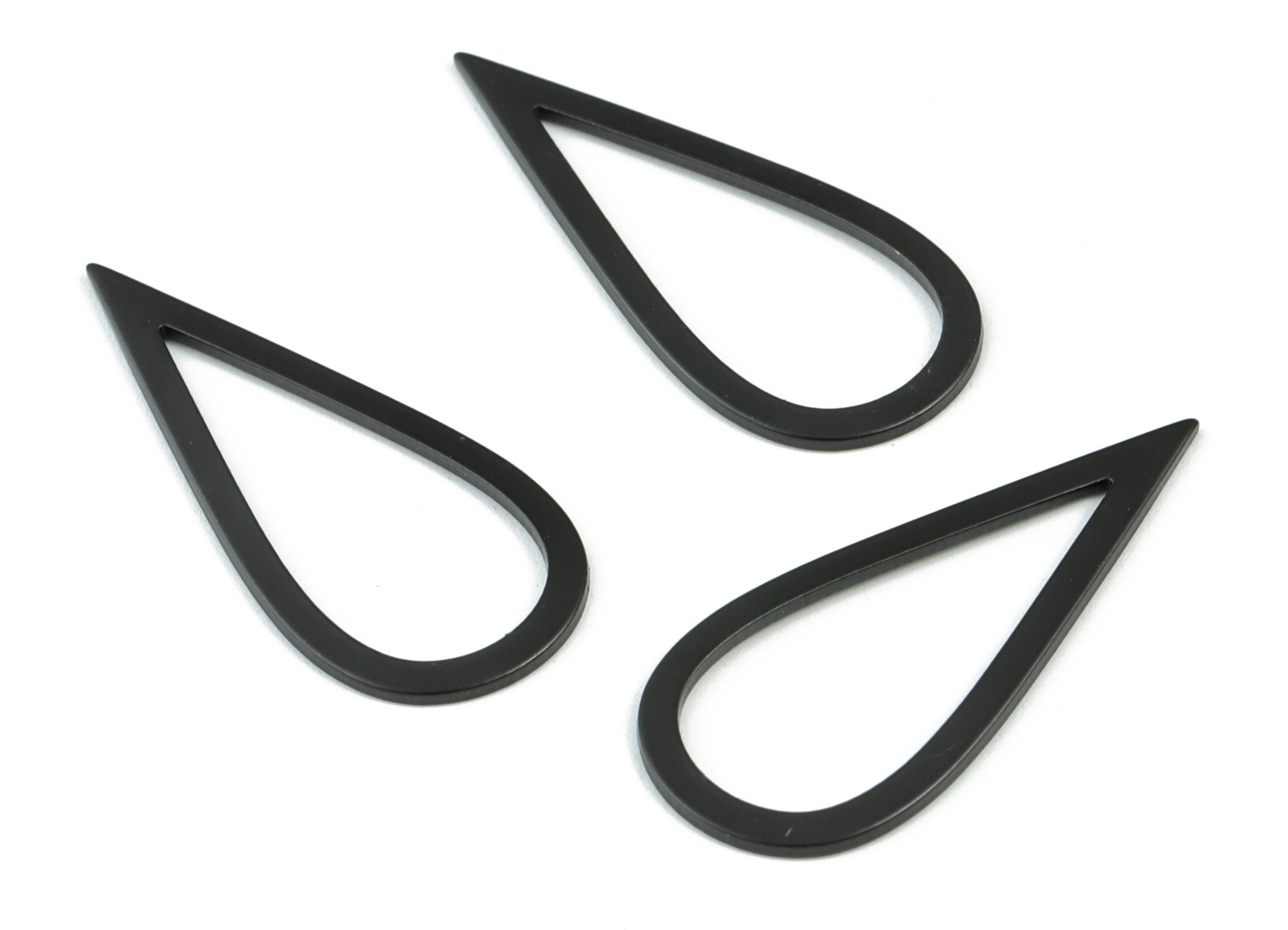 Black Drop Earring Charms - Matte Black Brass Drop Pendant - Earring Findings - Jewelry Supplies - 35.57x15.6x1.1mm - PP1932B - DOMEDBAZAAR