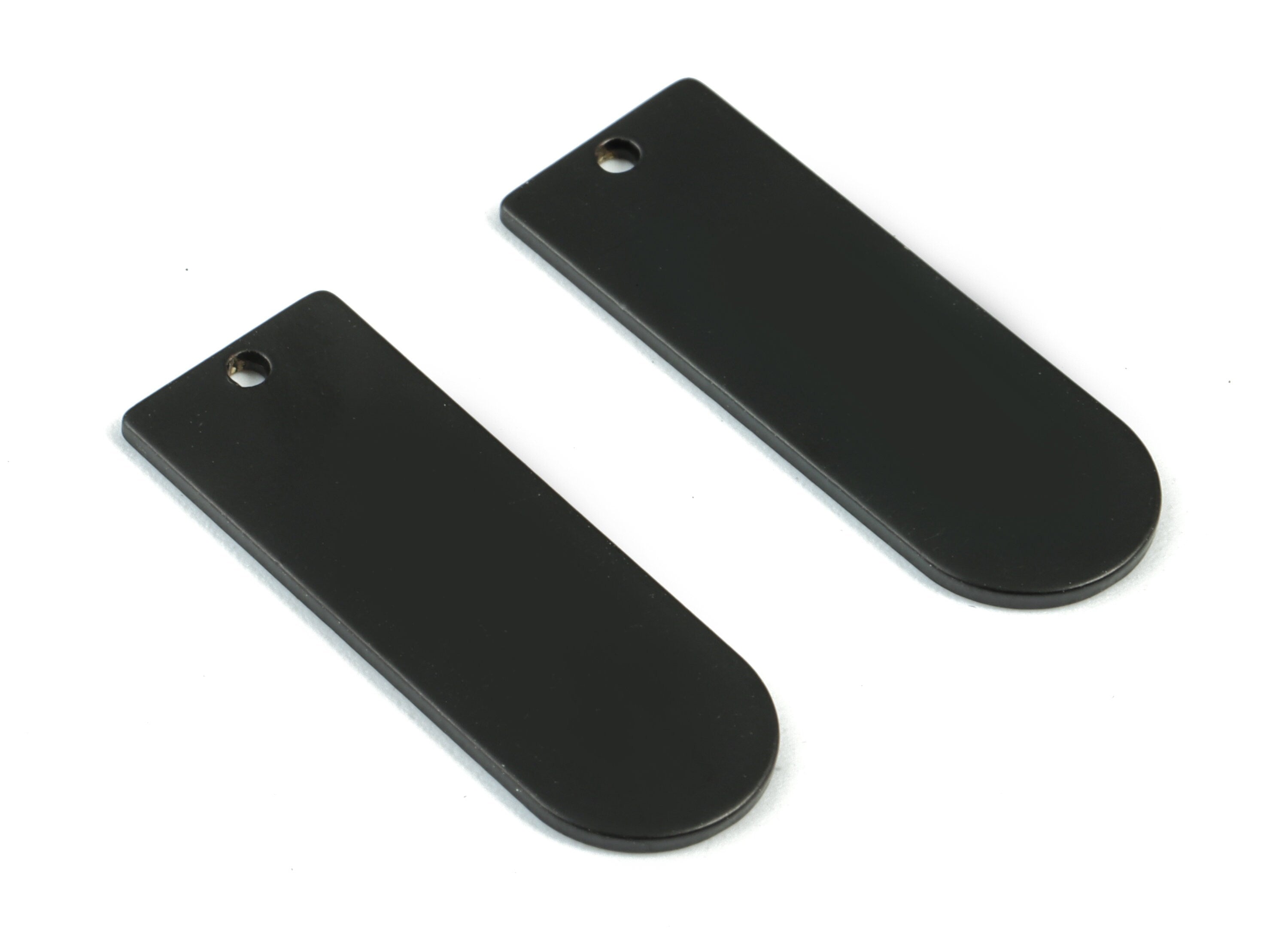 Black Long D Earring Charms - Matte Black Brass Long Oval Charms - Earring Findings - Jewelry Supplies - 26.32x9.5x0.99mm - PP1406B - DOMEDBAZAAR
