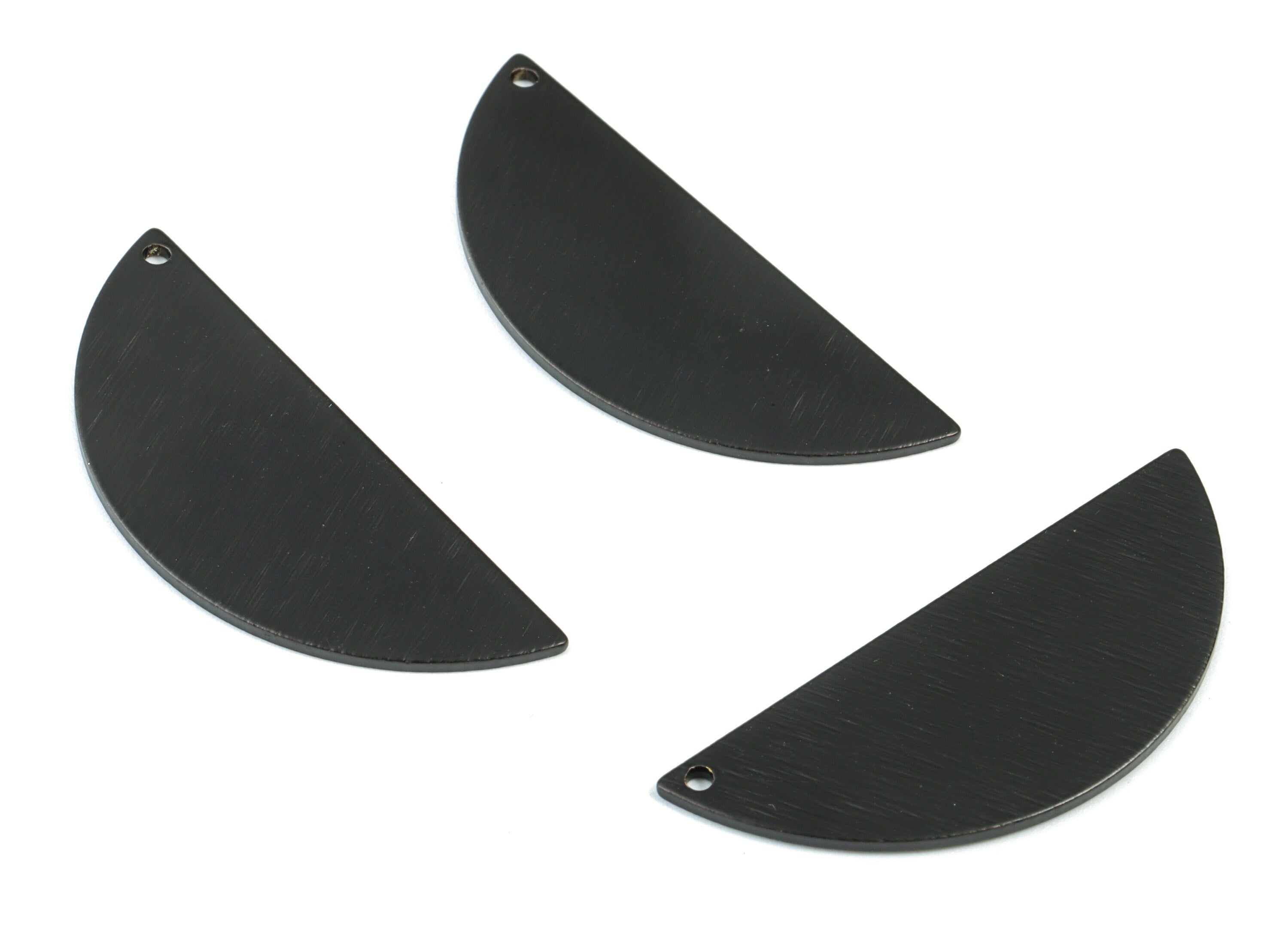 Black Semicircle Charms - Matte Black Brass Textured Half Moon Earring Charms - Jewelry Supplies - 39.18x15.46x1.04mm - PP2156B - DOMEDBAZAAR