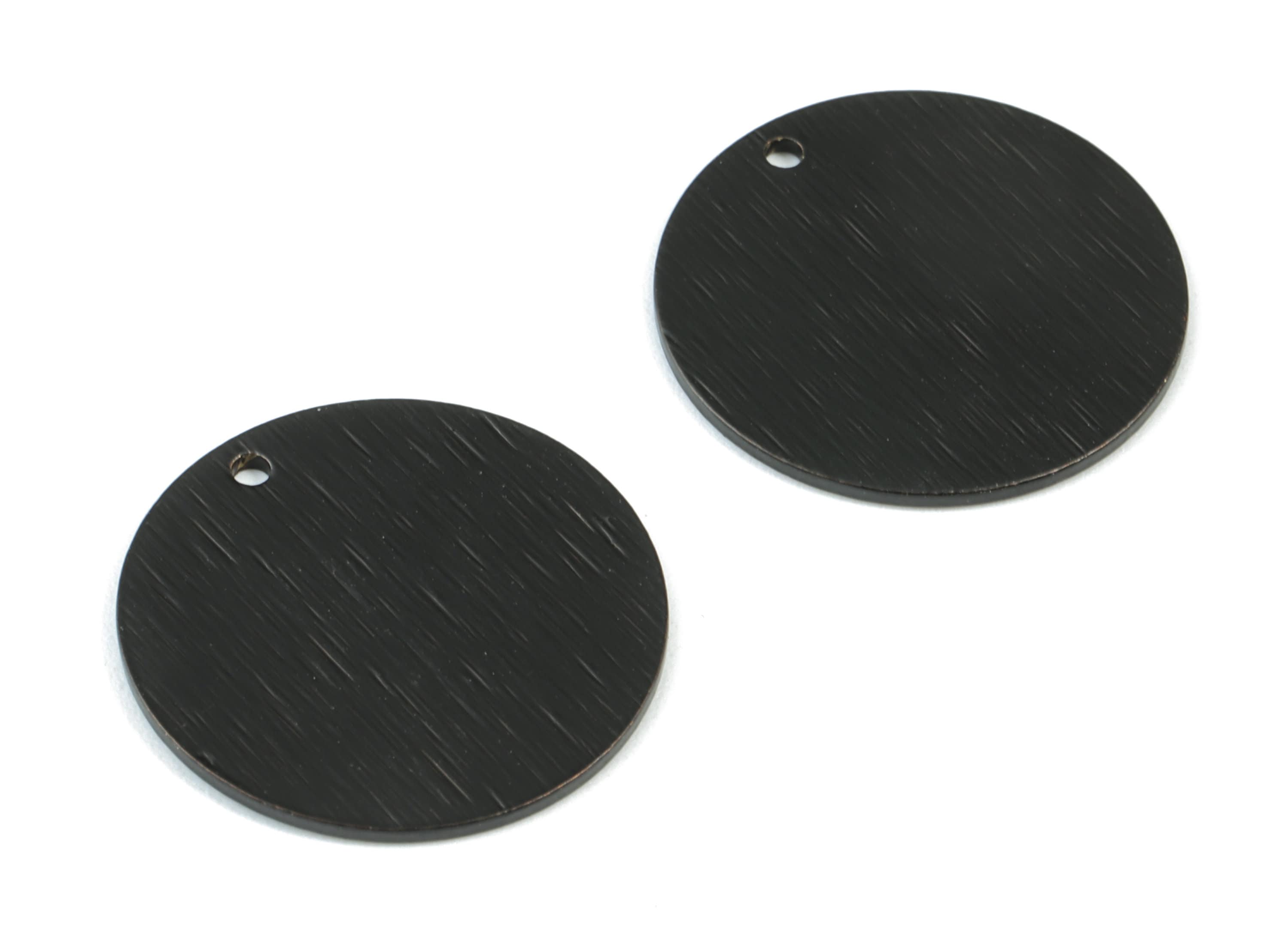 Black Round Charms - Matte Black Brass Textured Circle Earring Charms - Earring Findings - Jewelry Supplies - 20.99x20.99x0.98mm - PP1887B - DOMEDBAZAAR