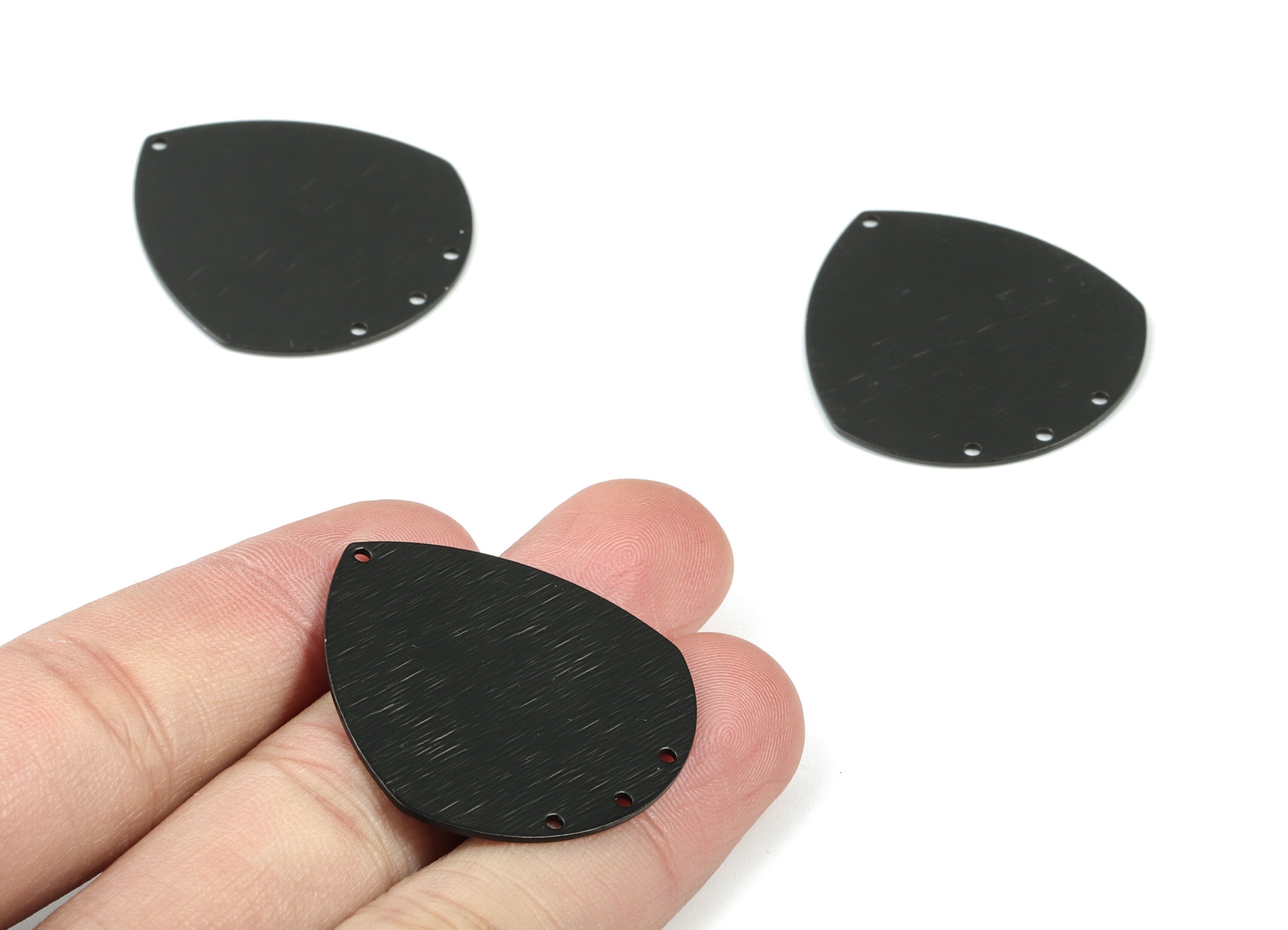 Black Drop Connector - Matte Black Brass Textured Drop Earring Charms - Earring Findings - Jewelry Supplies - 35.55x32.92x0.77mm - PP2014B - DOMEDBAZAAR