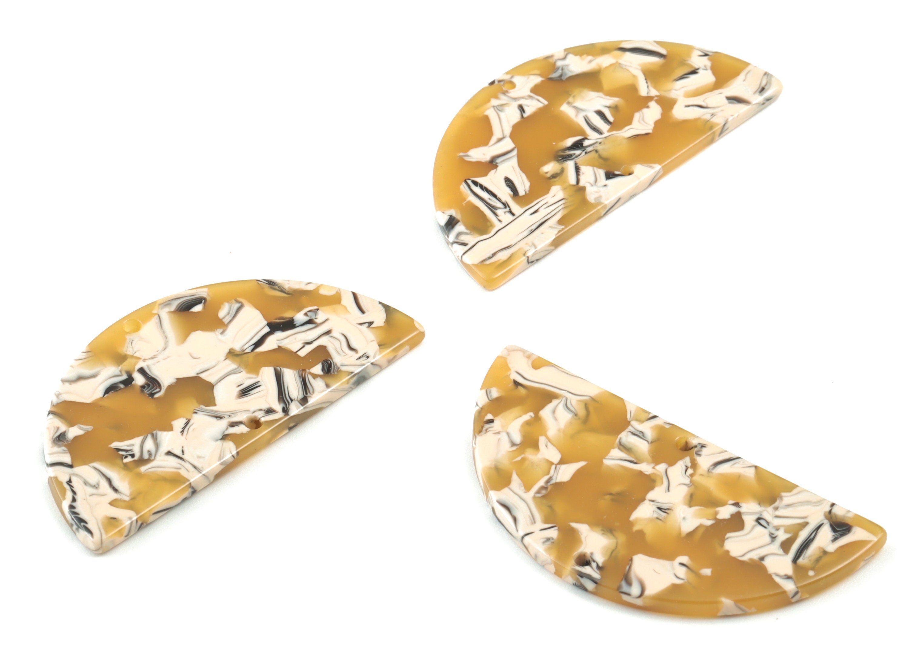 Acetate Semicircle Connectors Charms - 2 Holes - Half Moon Earrings - Earring Findings - Color Code:A14 - 50.49x25.18x2.6mm - AC1792-A14 - DOMEDBAZAAR