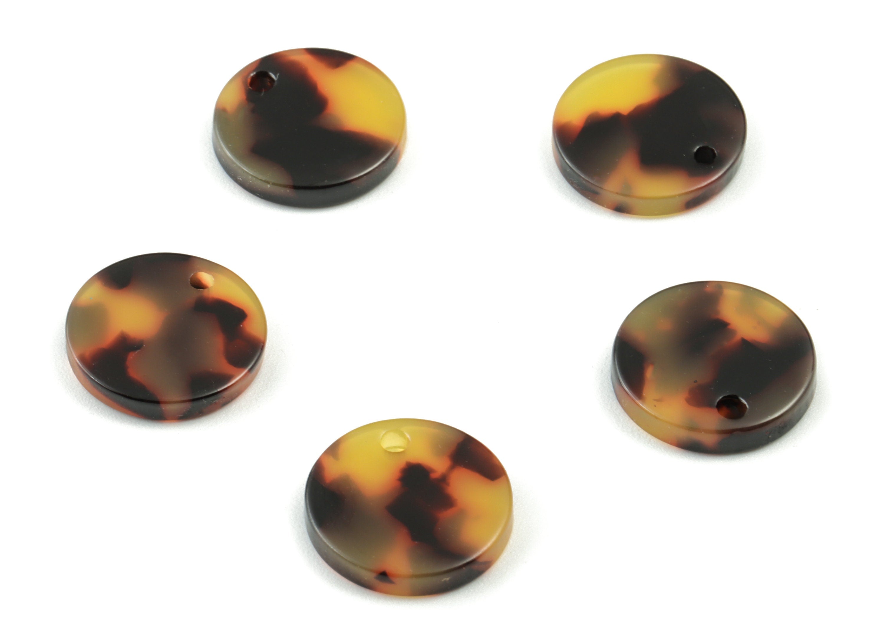 Acetate Coin & Round Charms - Tortoise Shell Earrings - Coin Earrings and Pendant - Color Code: A02 - 14.5x2.5mm - AC1064-A02 - DOMEDBAZAAR