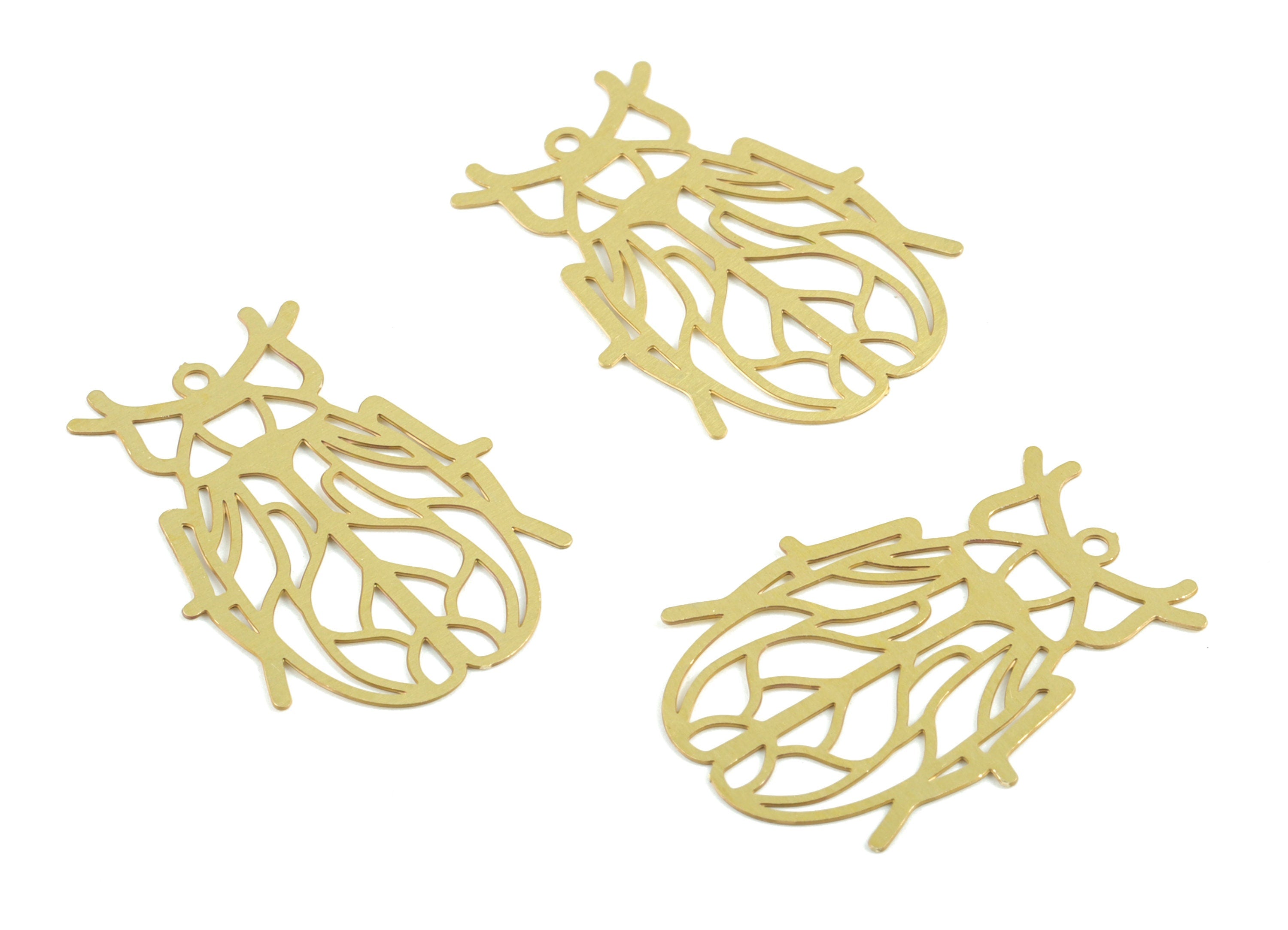 Ladybug Brass Charms - Raw Brass Ladybug Earring Charms - Jewelry Supplies - 25x18x0.3mm - JJC11928 - DOMEDBAZAAR