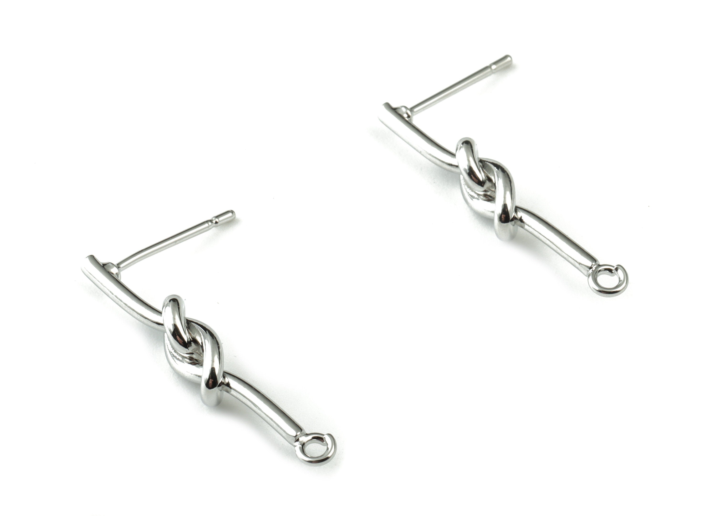 Silver Kont Stud Earring - 18K Real White Gold Brass Kont Earring Post - Earring Post - Jewelry Supplies - 26.29x4.89x3.07mm - RGP2752S - DOMEDBAZAAR