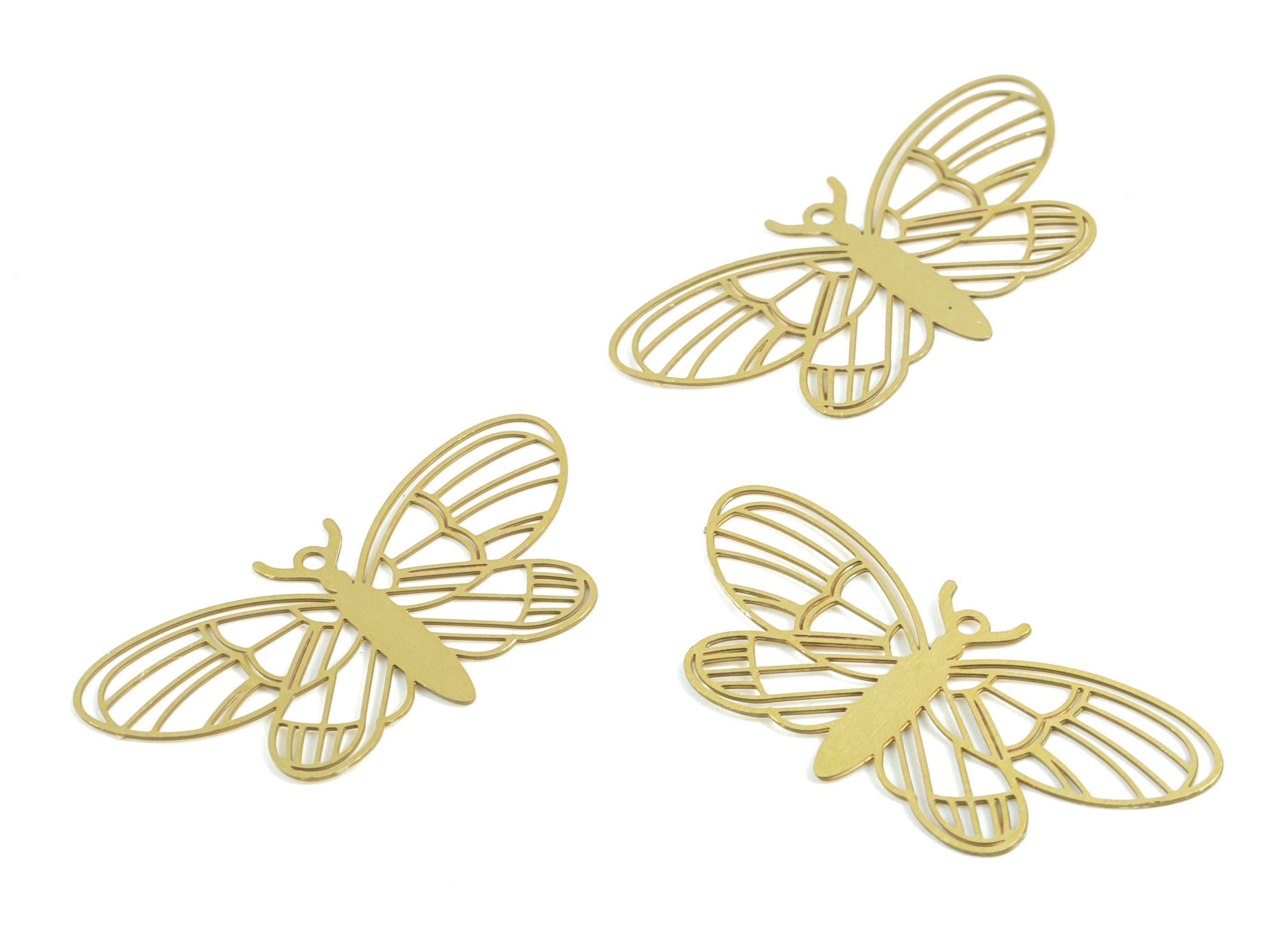 Brass Butterfly Earring Charms - Raw Brass Butterfly Charms - Jewelry Supplies - 33x15x0.3mm - JJC11930 - DOMEDBAZAAR