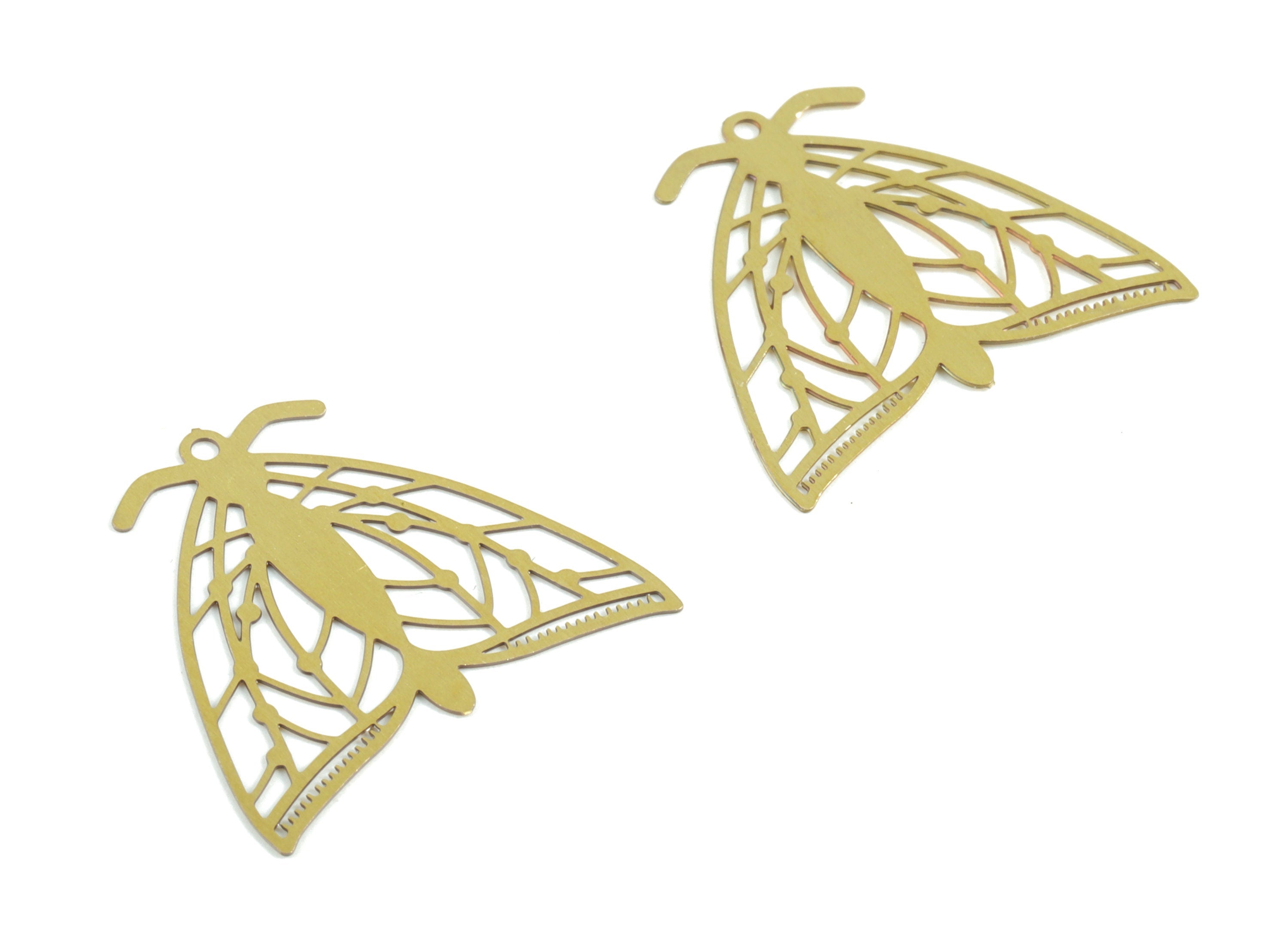 Brass Moth Earring Charms - Raw Brass Moth Charms - Jewelry Supplies - 23x21x0.3mm - JJC11925 - DOMEDBAZAAR