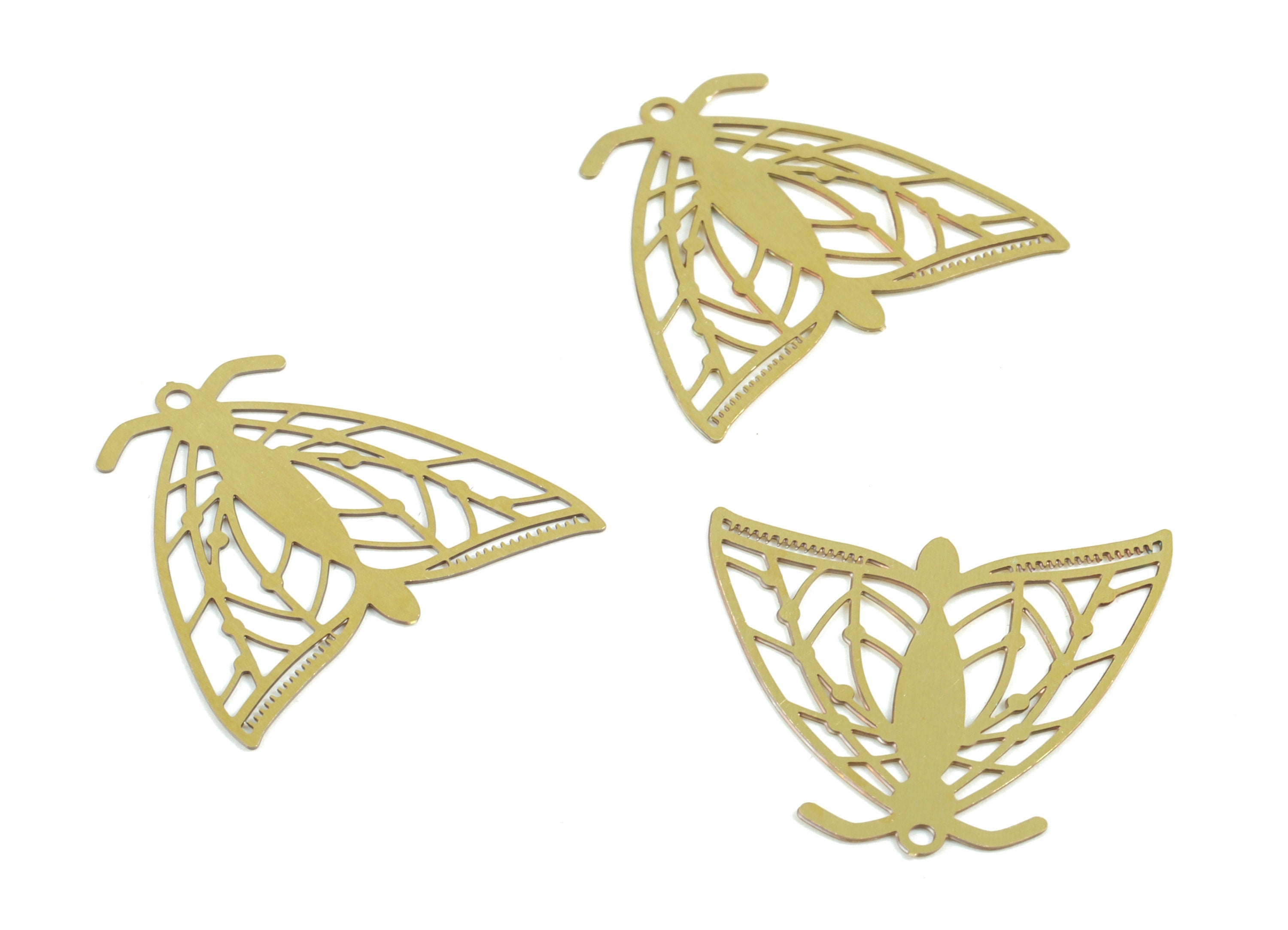 Brass Moth Earring Charms - Raw Brass Moth Charms - Jewelry Supplies - 23x21x0.3mm - JJC11925 - DOMEDBAZAAR