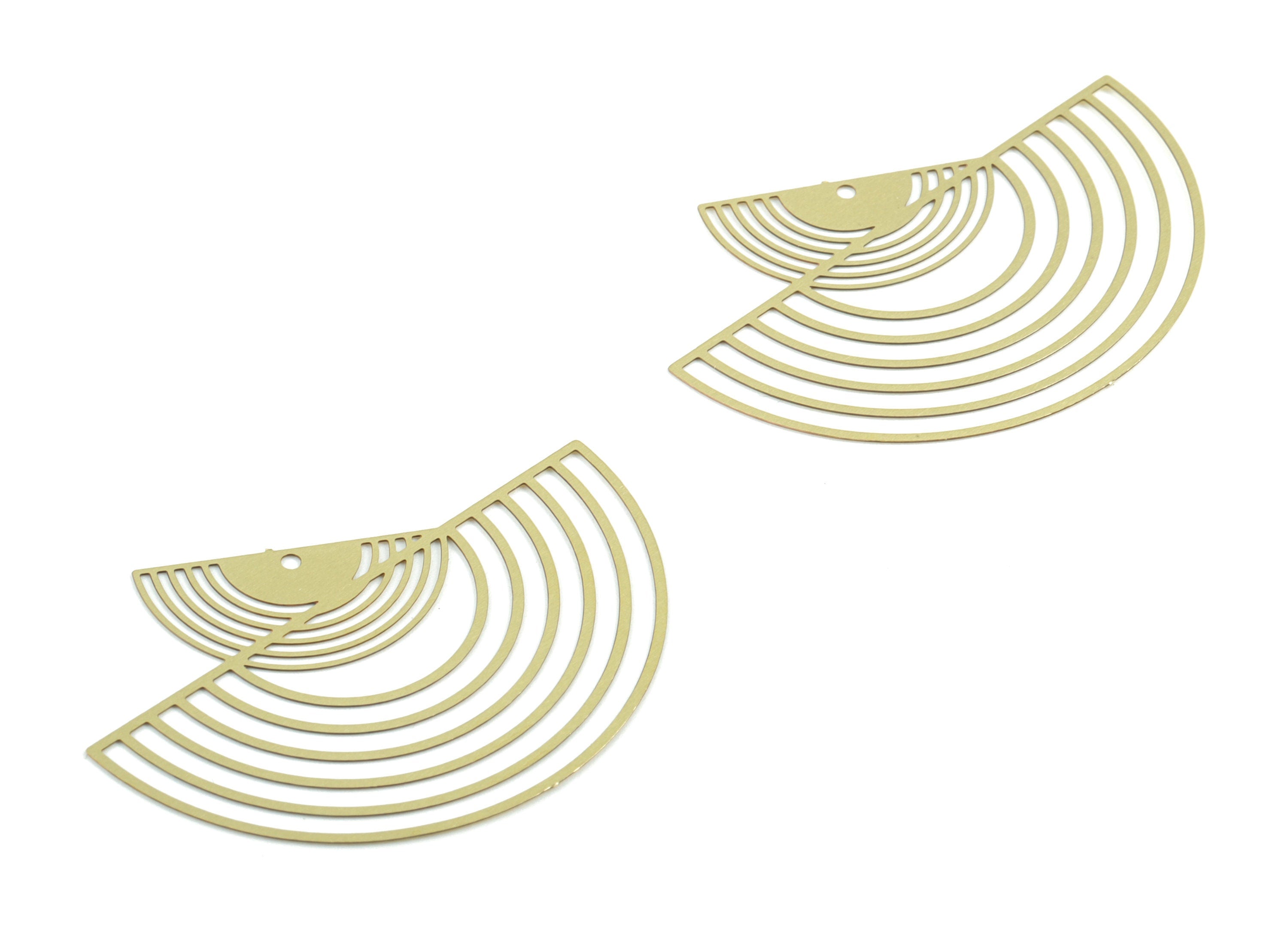 Semicircles Earring Charms - Raw Brass 2 half Moon Earrings - Jewelry Supplies - 44x34x0.3mm - JJB6412 - DOMEDBAZAAR