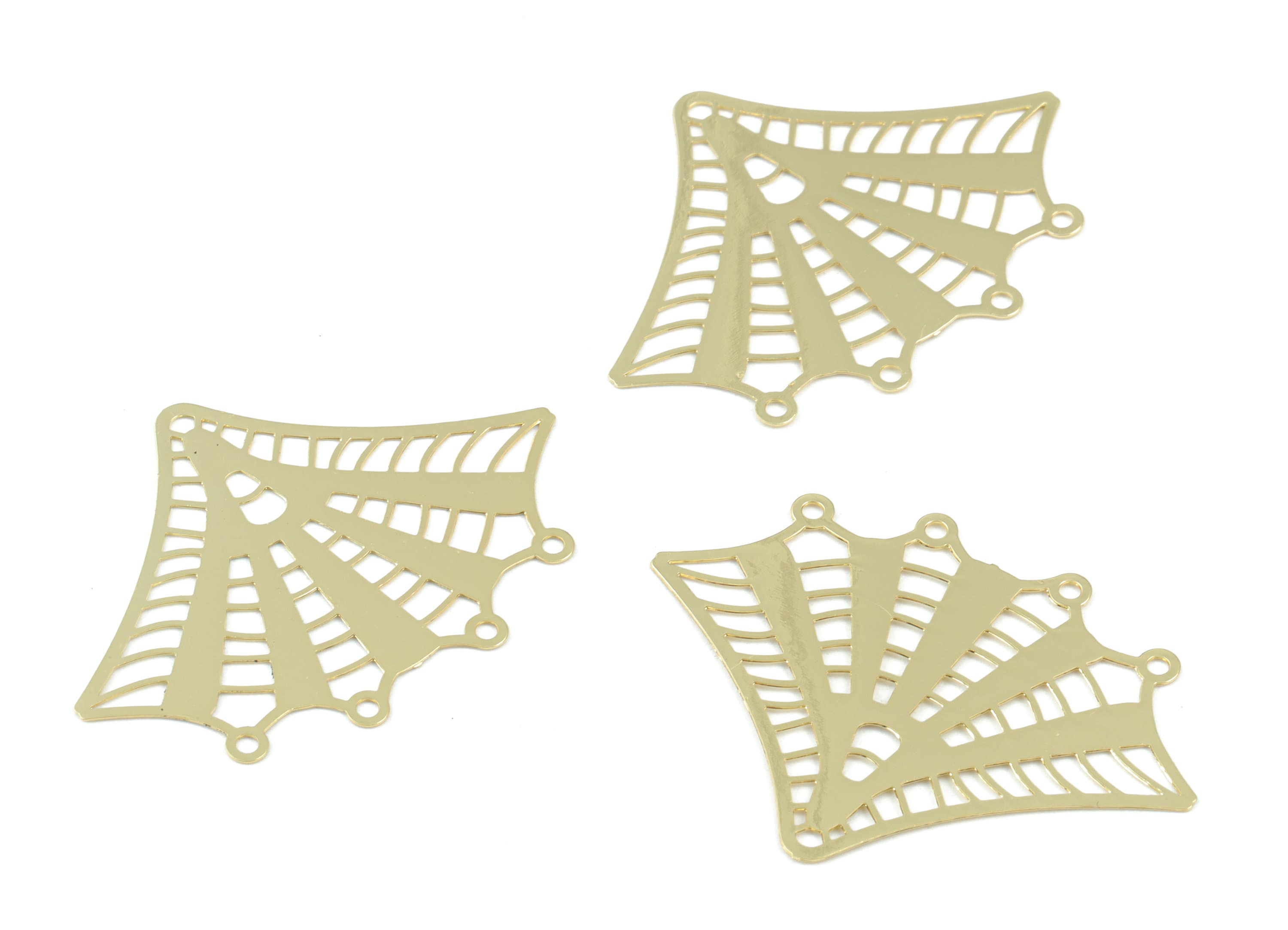 Gold Tone Plated Brass Spider Web Earring Connector - Brass Leaf Earring Charms - 4 Holes - Jewelry Supplies - 36.69x26.99x0.29mm - JJB6252G - DOMEDBAZAAR