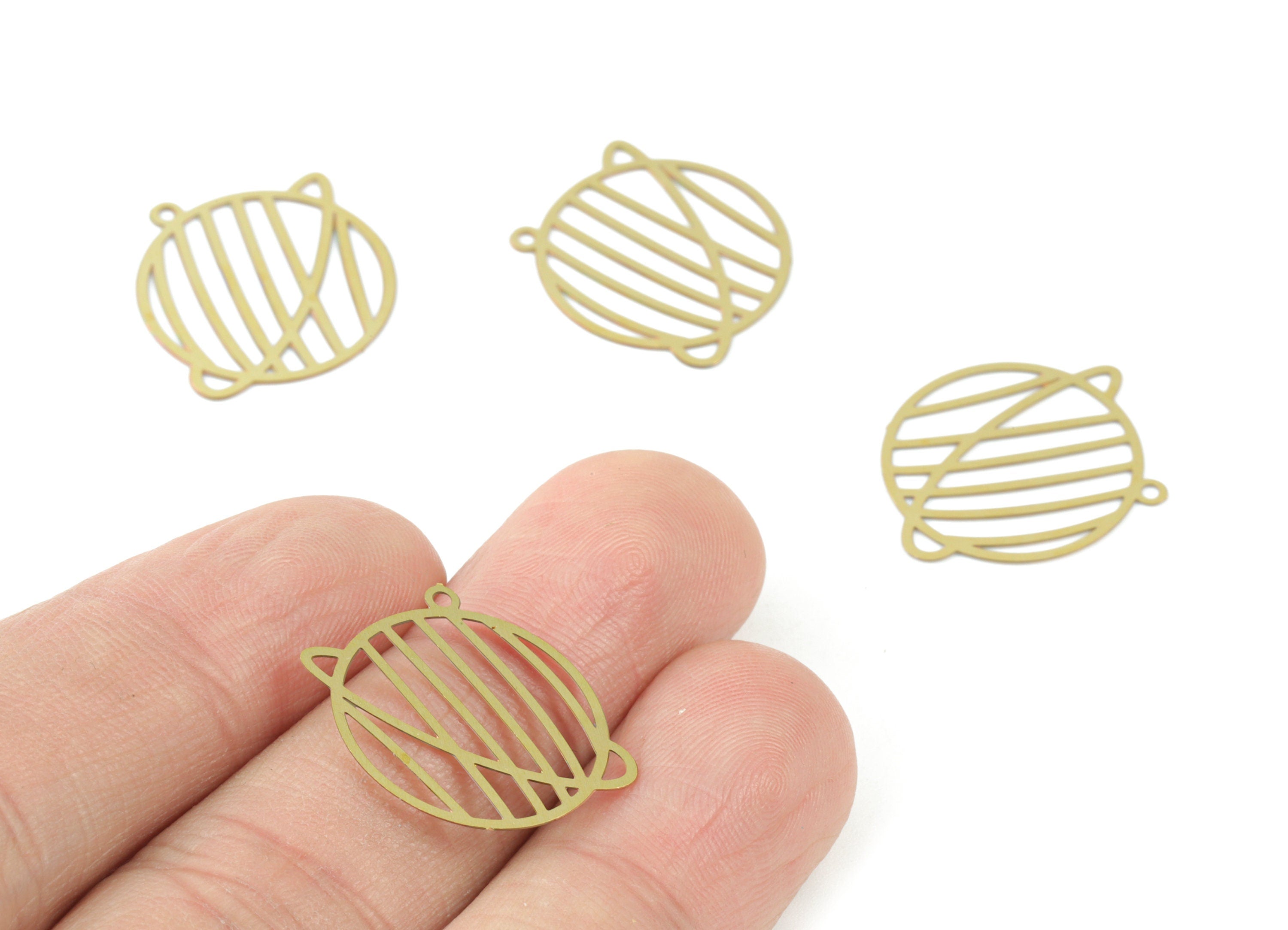 Brass Saturn Earring Charms - Raw Brass Planet Pendant - Earring Findings - Jewelry Supplies - 22.56x20.18x0.28mm - JJC11978 - DOMEDBAZAAR