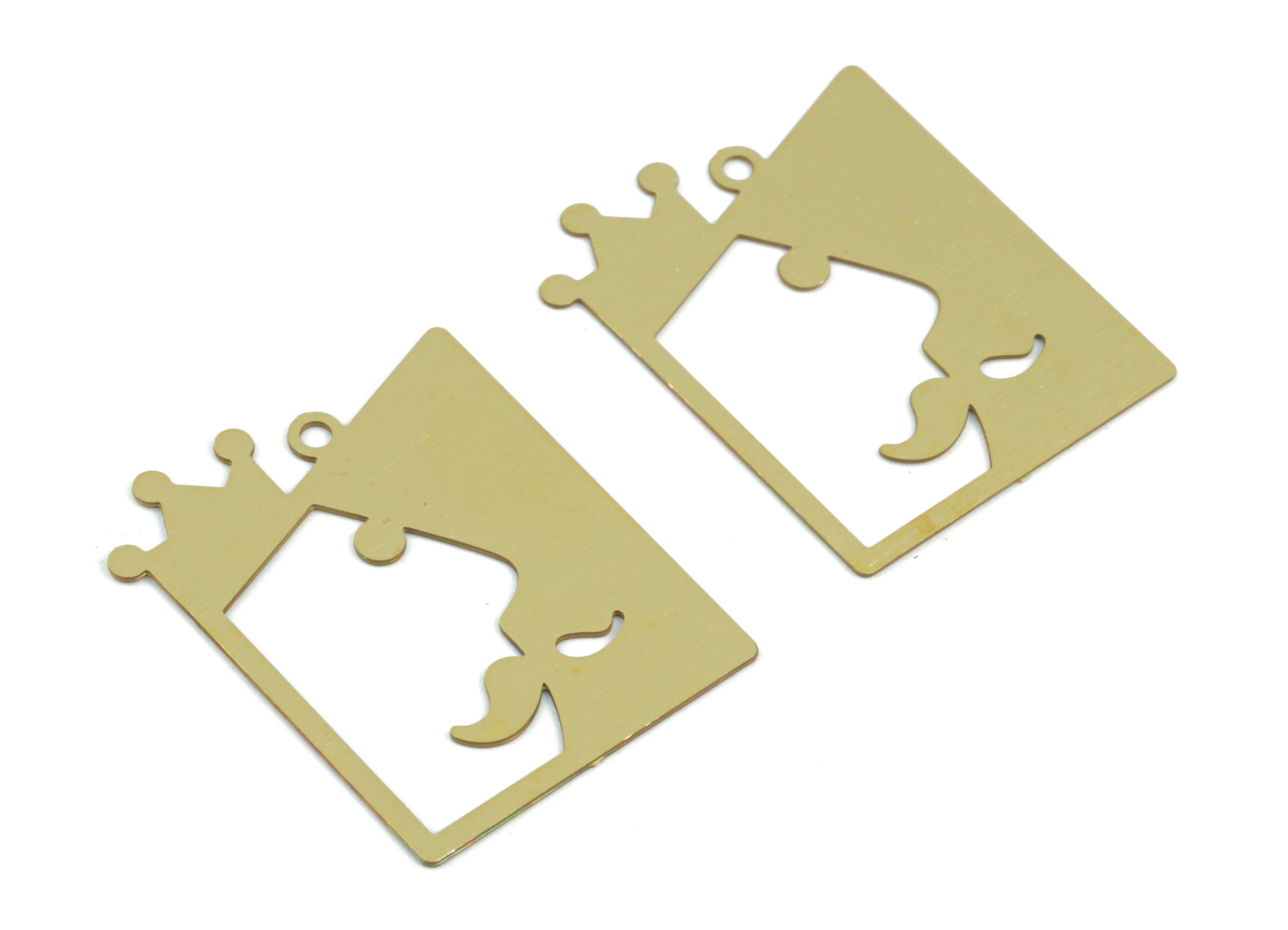 Brass King Earring Charms - Raw Brass Mustache King Earrings - Earring Findings - Jewelry Supplies - 21.73x16.83x0.29mm - JJC11995 - DOMEDBAZAAR
