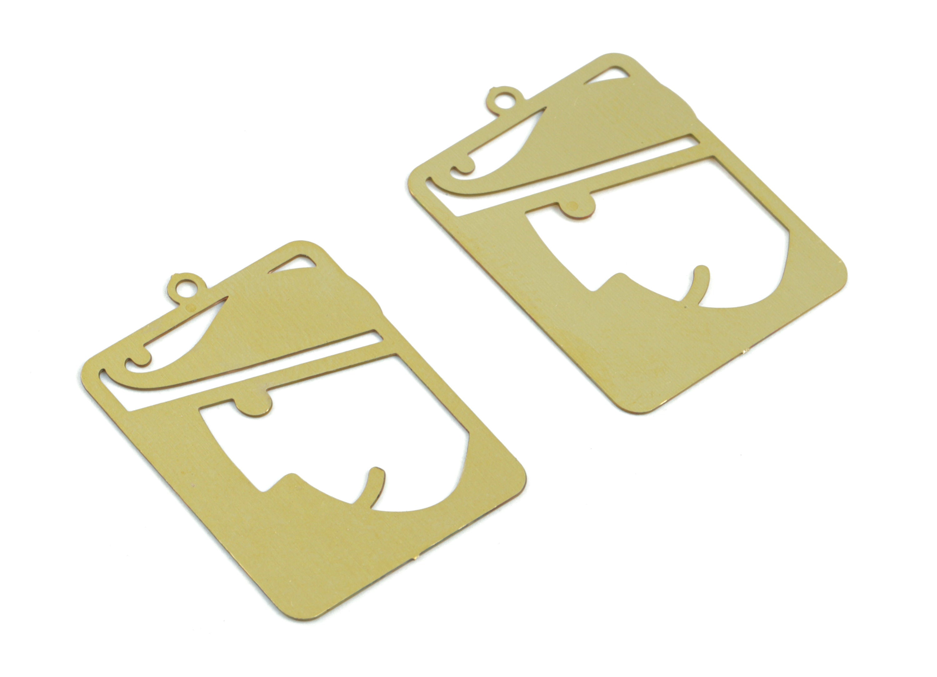 Brass Childs Rectangle Earring Charms - Raw Brass boy Pendant - Earring Findings - Jewelry Supplies - 24.29x17.52x0.28mm - JJC11996 - DOMEDBAZAAR