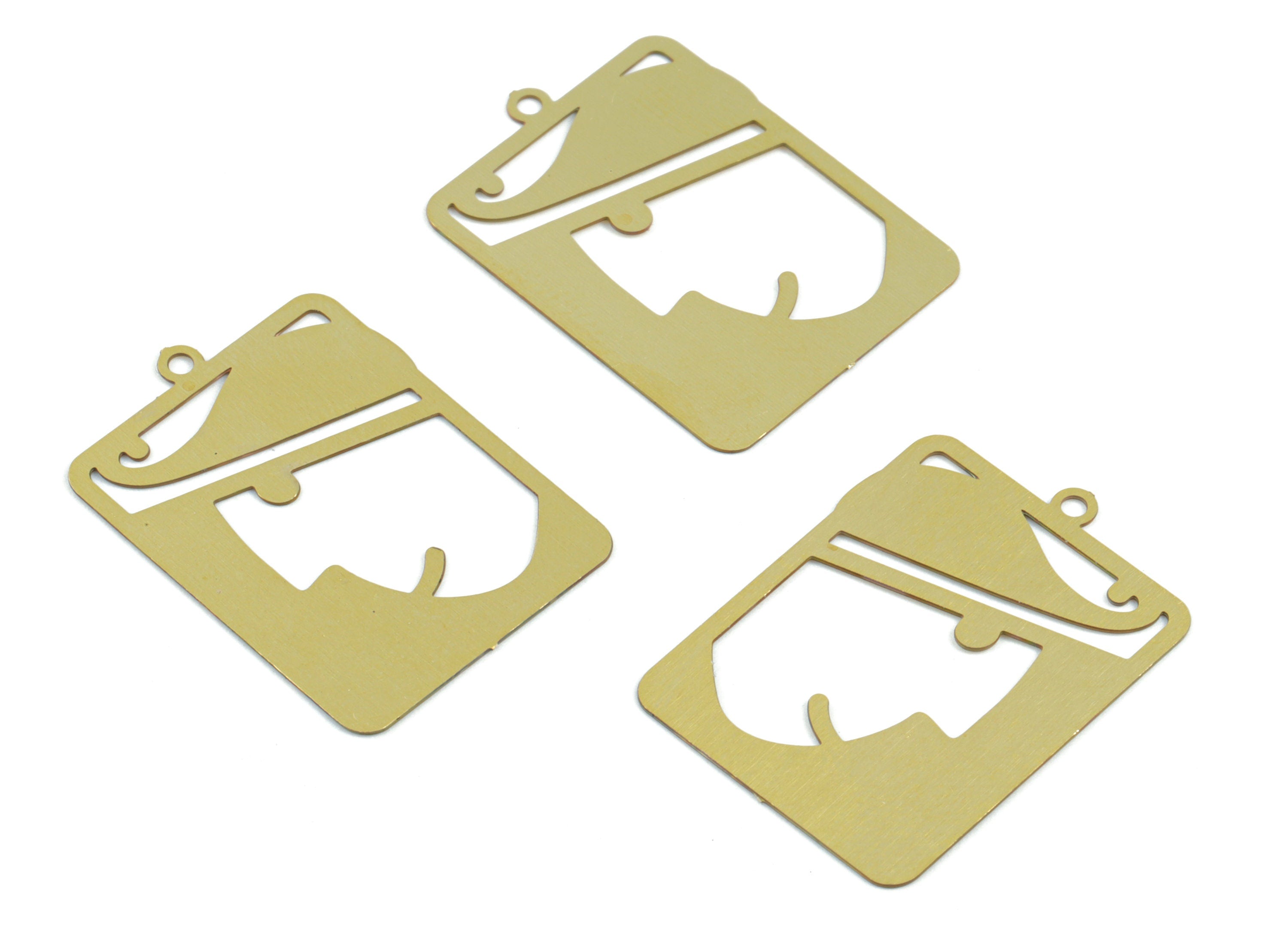 Brass Childs Rectangle Earring Charms - Raw Brass boy Pendant - Earring Findings - Jewelry Supplies - 24.29x17.52x0.28mm - JJC11996 - DOMEDBAZAAR