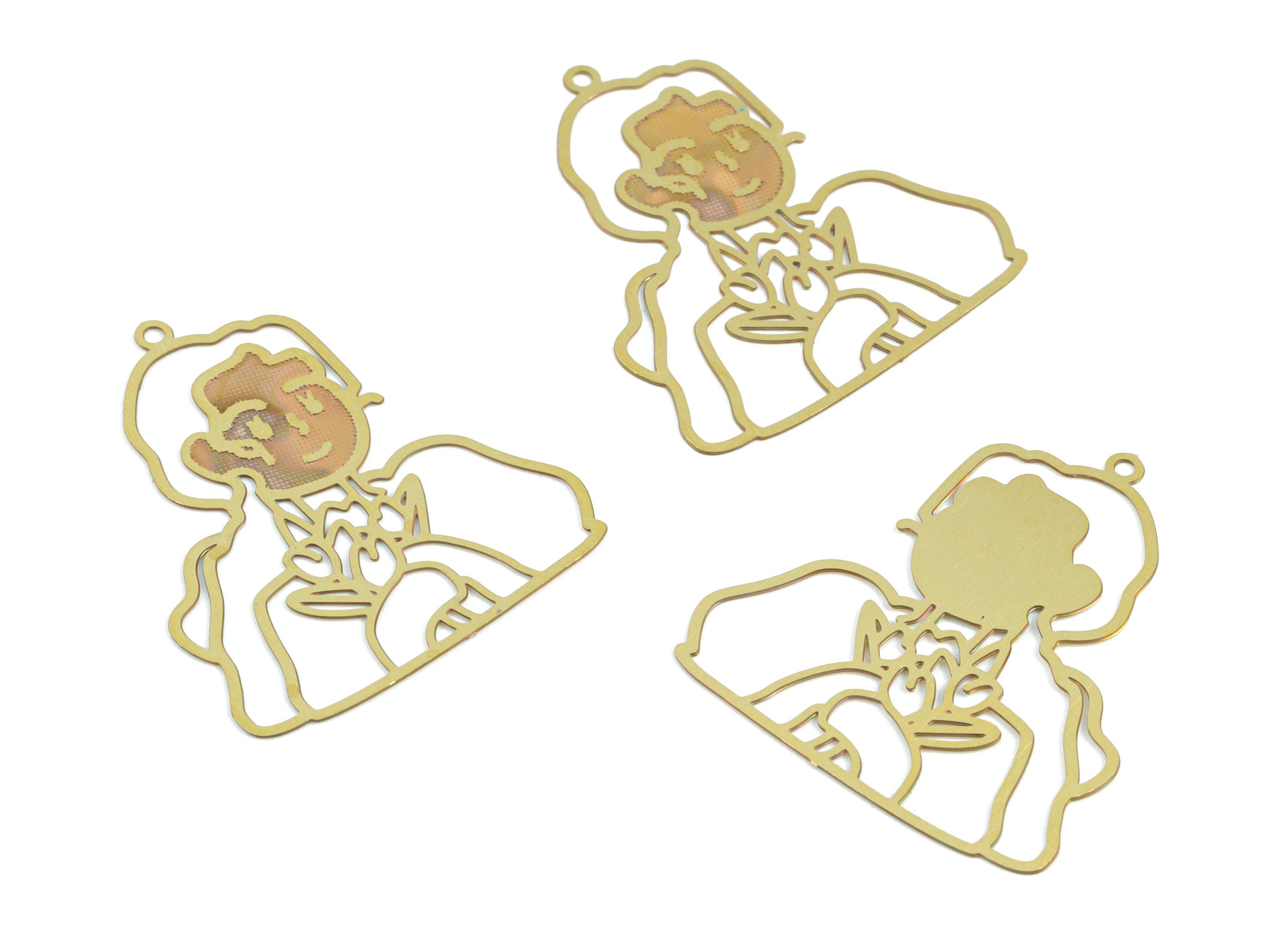 Brass Woman Earring Charms - Raw Brass Women Earrings - Earring Findings - Jewelry Supplies - 21.73x16.83x0.29mm - JJC11994 - DOMEDBAZAAR