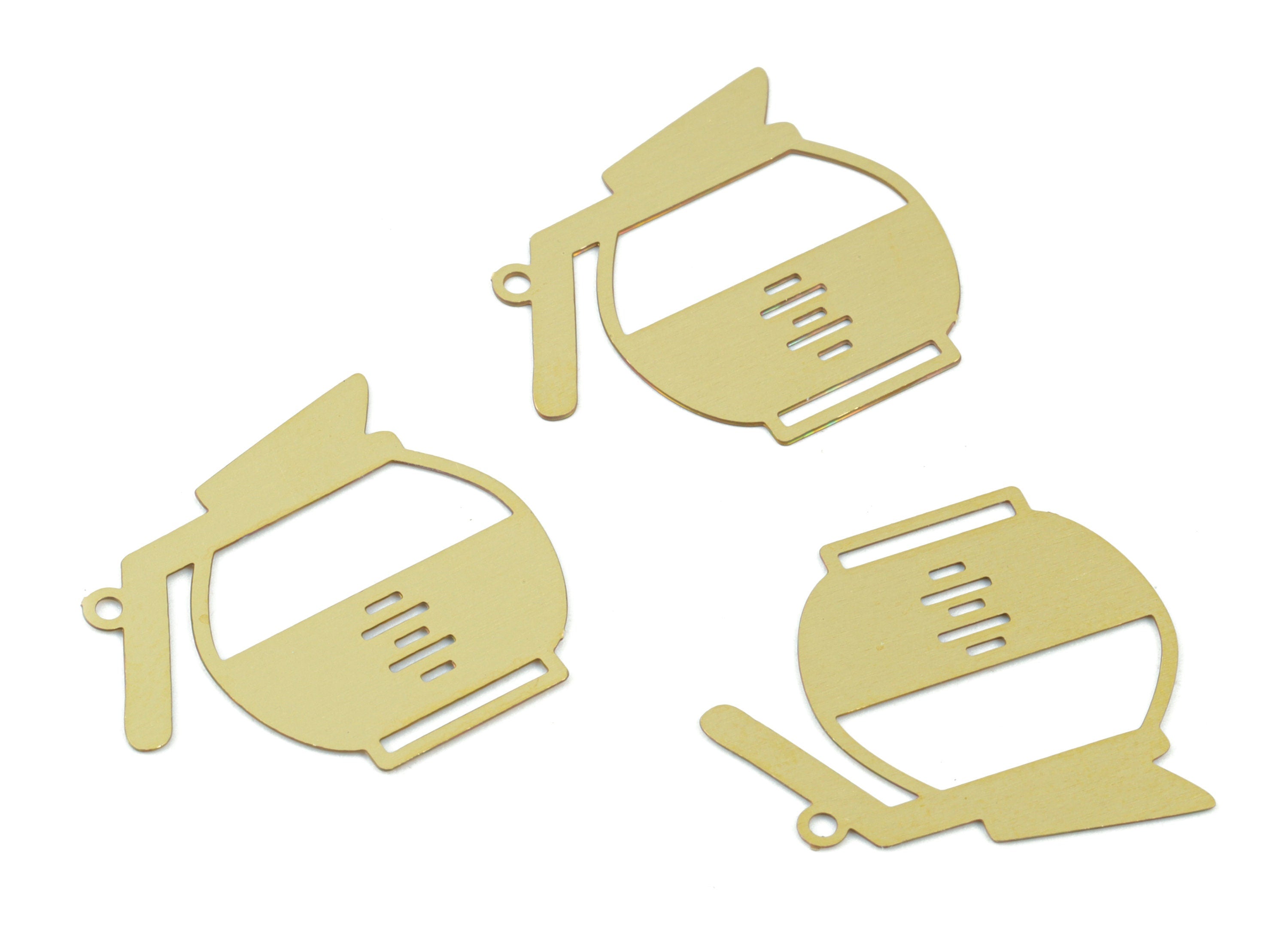 Brass Kettle Earring Charms - Raw Brass Teapot Pendant - Earring Findings - Jewelry Supplies - 21.33x19.12x0.28mm - JJC11992 - DOMEDBAZAAR