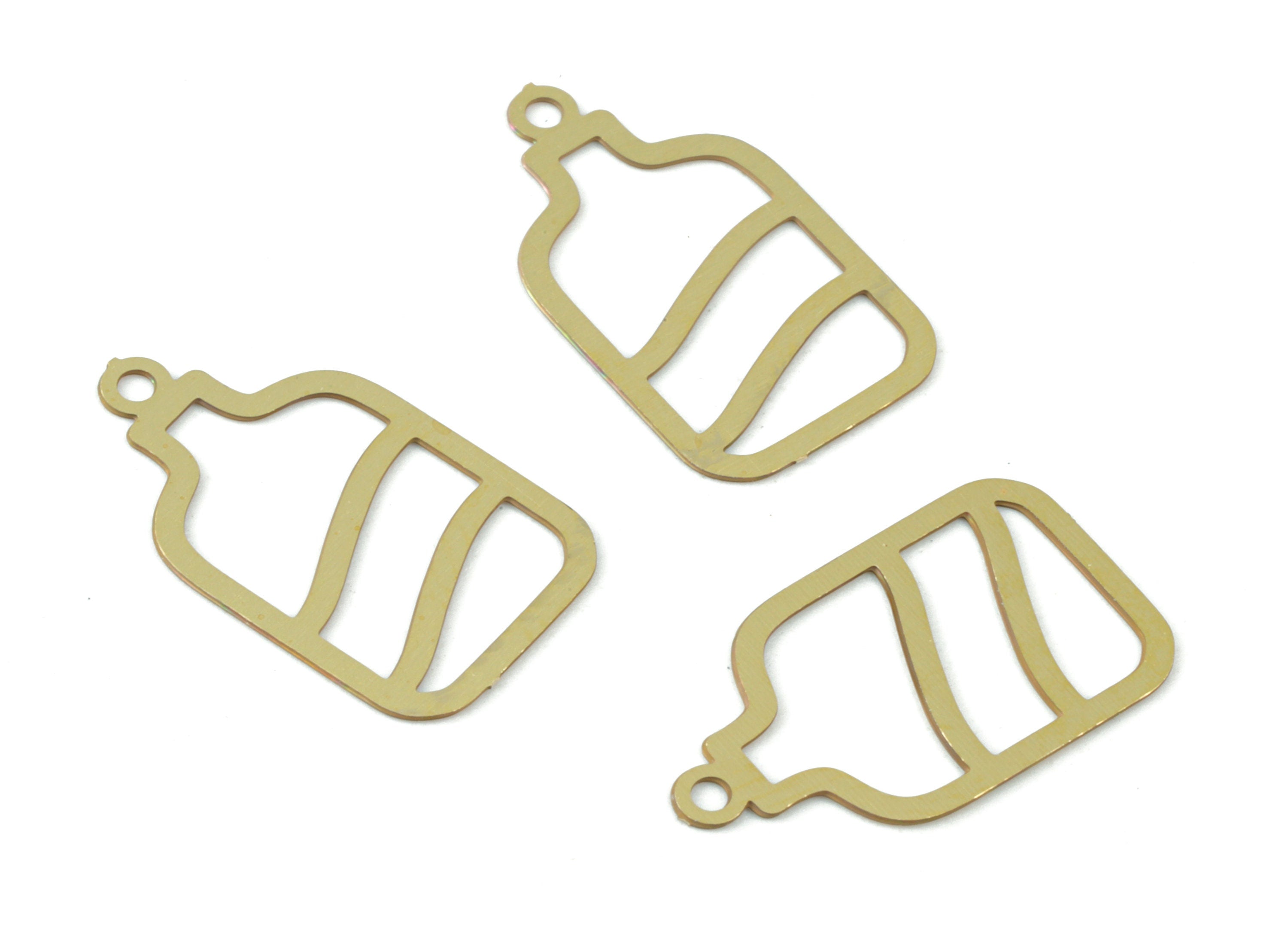 Brass Bottle Earring Charms - Raw Brass Bottle Pendant - Earring Findings - Jewelry Supplies - 17.33x10.02x0.28mm - JJC11980 - DOMEDBAZAAR