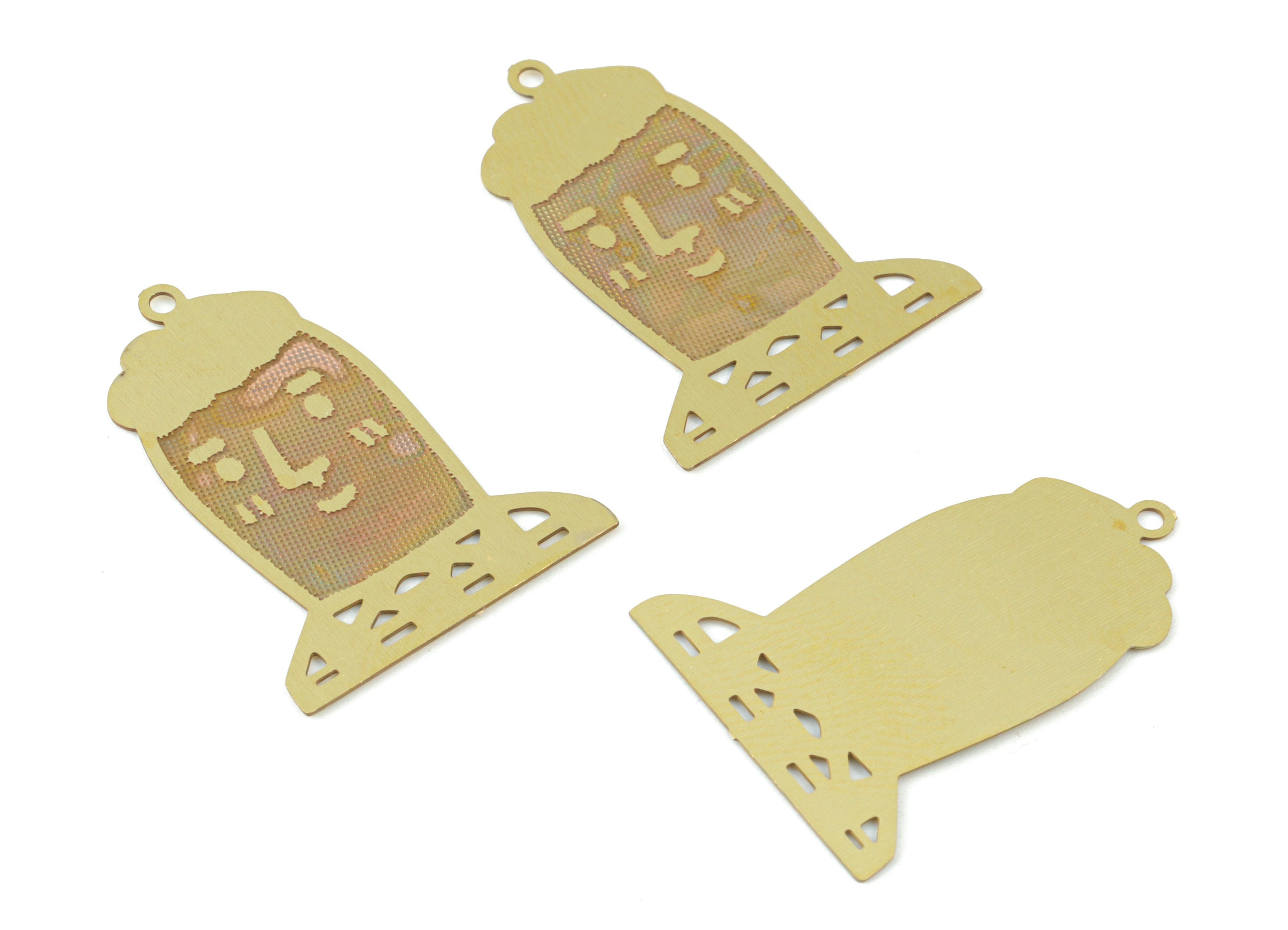 Brass Man Earring Charms - Raw Brass Men Pendant - Earring Findings - Jewelry Supplies - 24.77x18.47x0.3mm - JJC12000 - DOMEDBAZAAR