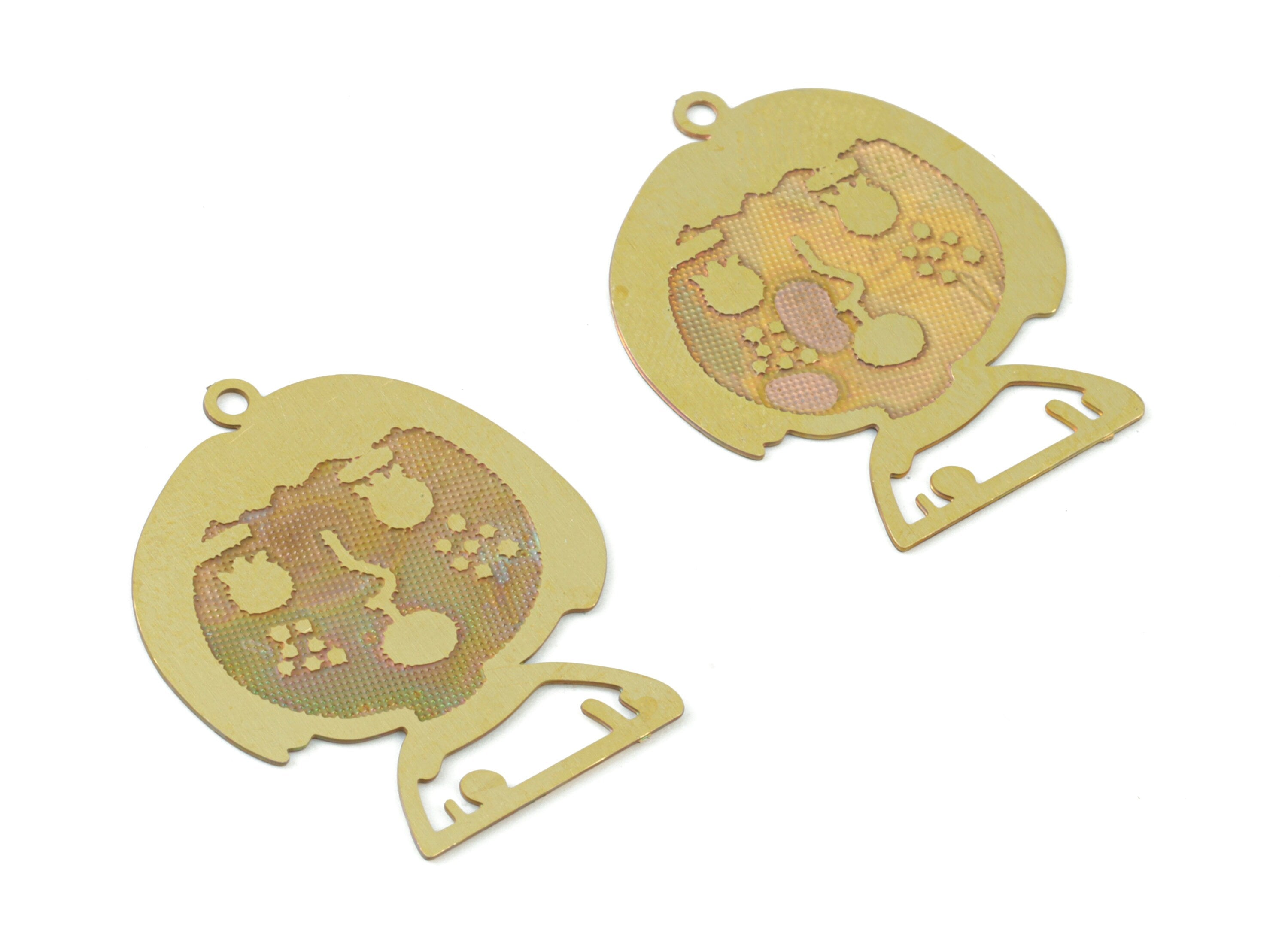 Brass Child Earring Charms - Raw Brass Girl Pendant - Earring Findings - Jewelry Supplies - 23.61x18.72x0.29mm - JJC11999 - DOMEDBAZAAR