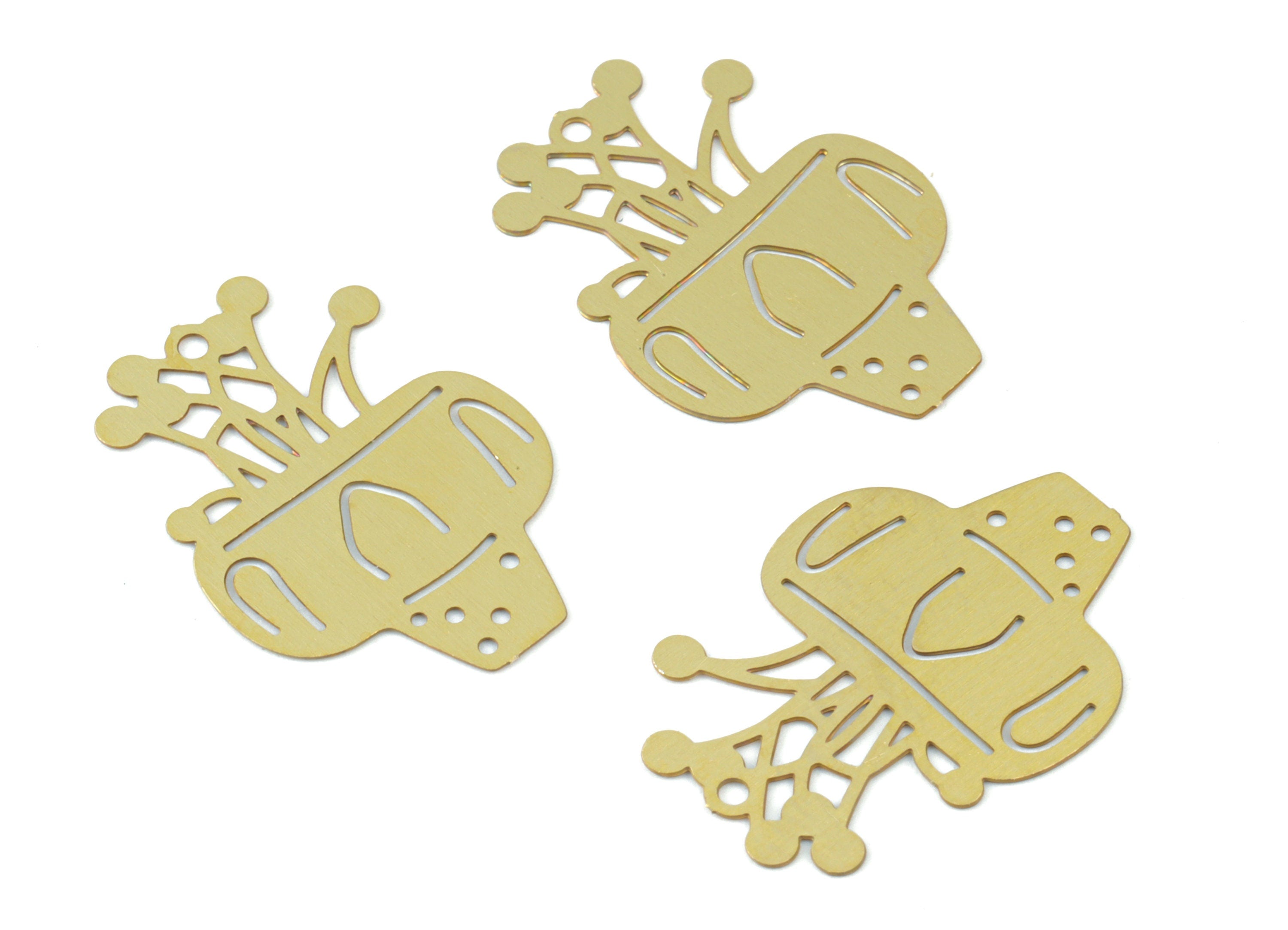 Brass Flower Pot Earring Charms - Raw Brass Pot Flower Pendant - Earring Findings - Jewelry Supplies - 22.24x15.86x0.29mm - JJC12008 - DOMEDBAZAAR