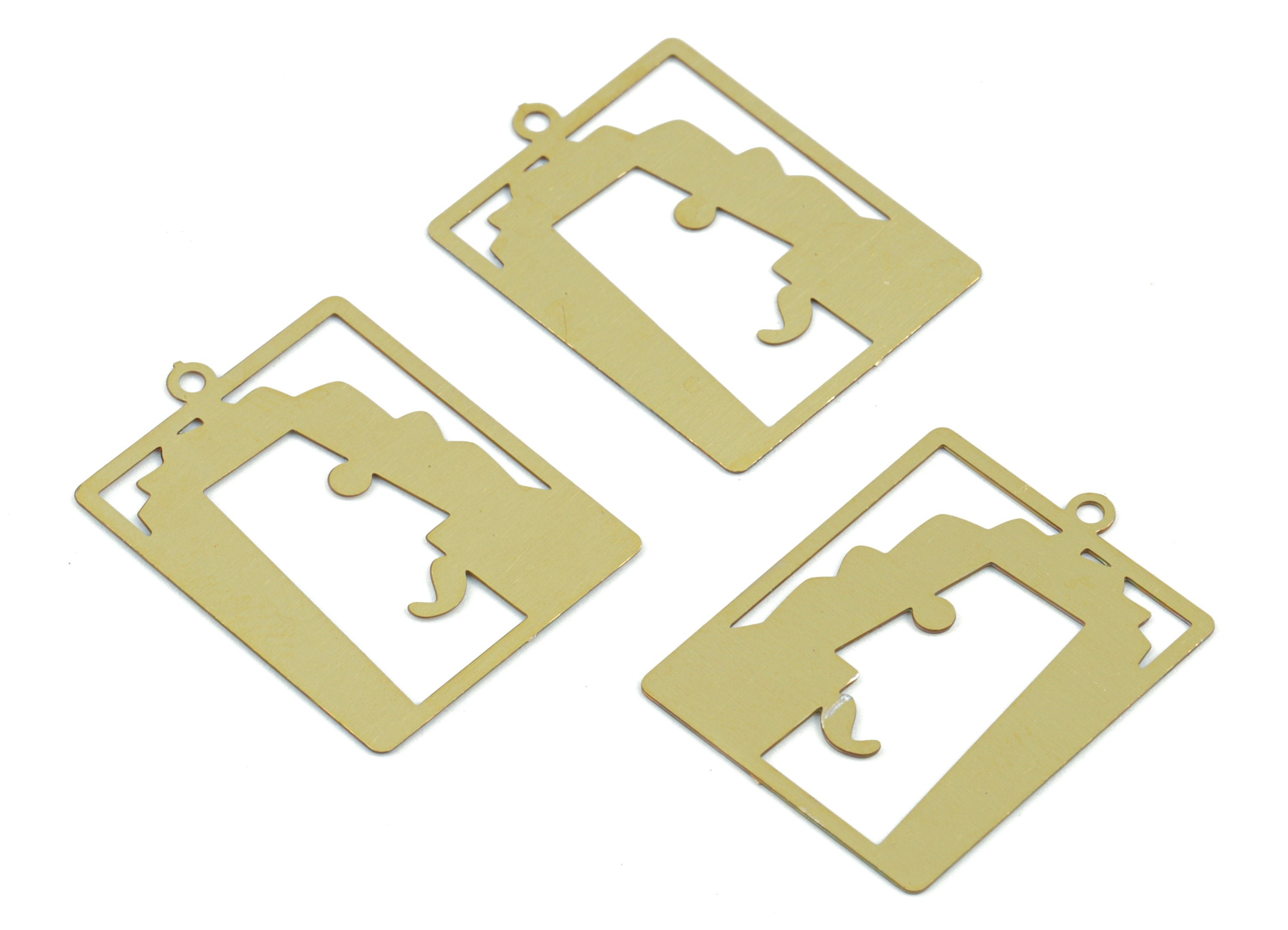 Brass Man Mustache Earring Charms - Raw Brass  Mustache Men Pendant - Earring Findings - Jewelry Supplies - 22.93x17.16x0.28mm - JJC11997 - DOMEDBAZAAR
