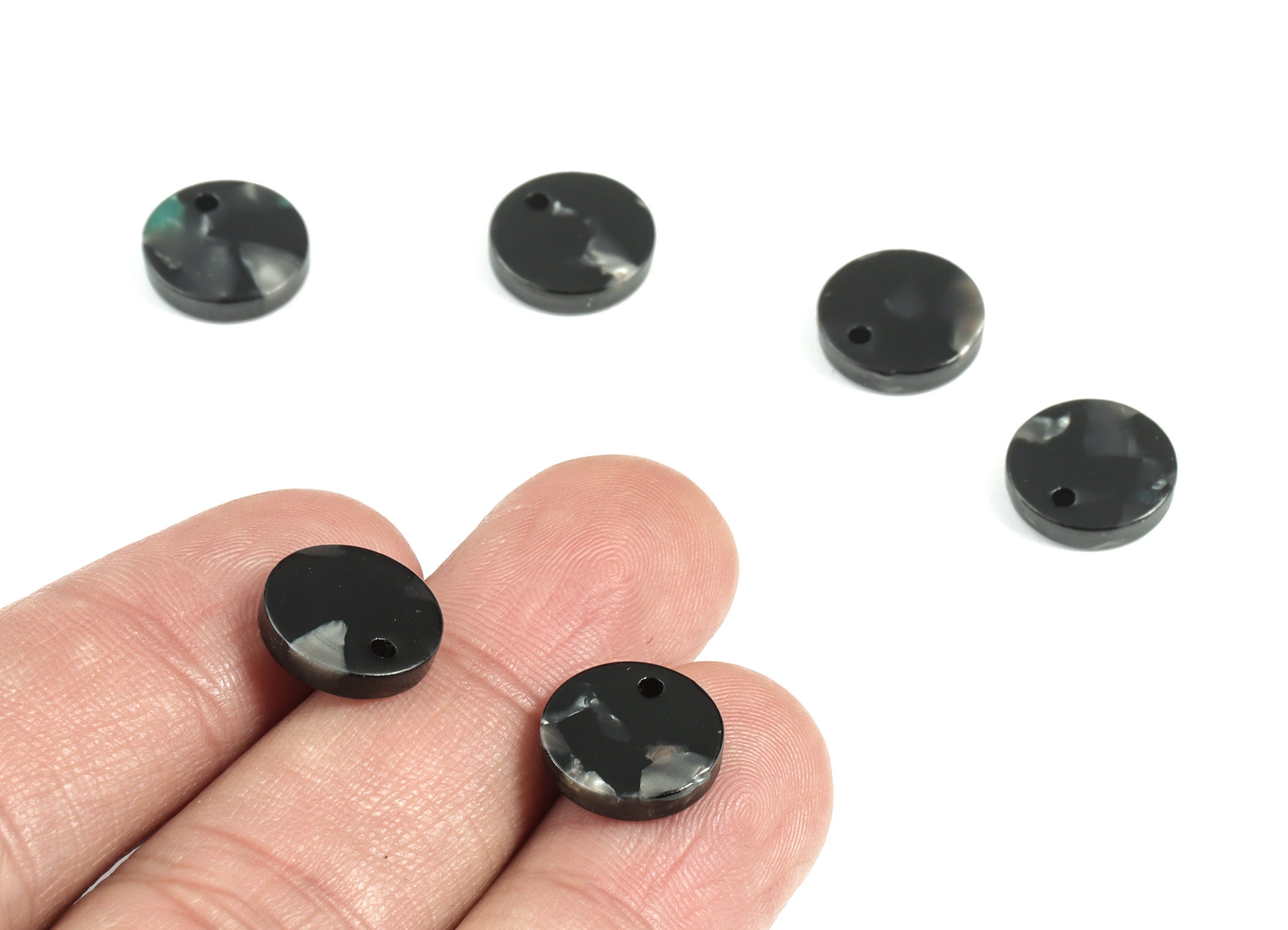 Acetate Acrylic Earring Charms - Round Acetate Earrings With 1 Hole - Color Code: A49 - Earring Findings - 11.82x11.82x2.6mm - AC1161-A49 - DOMEDBAZAAR