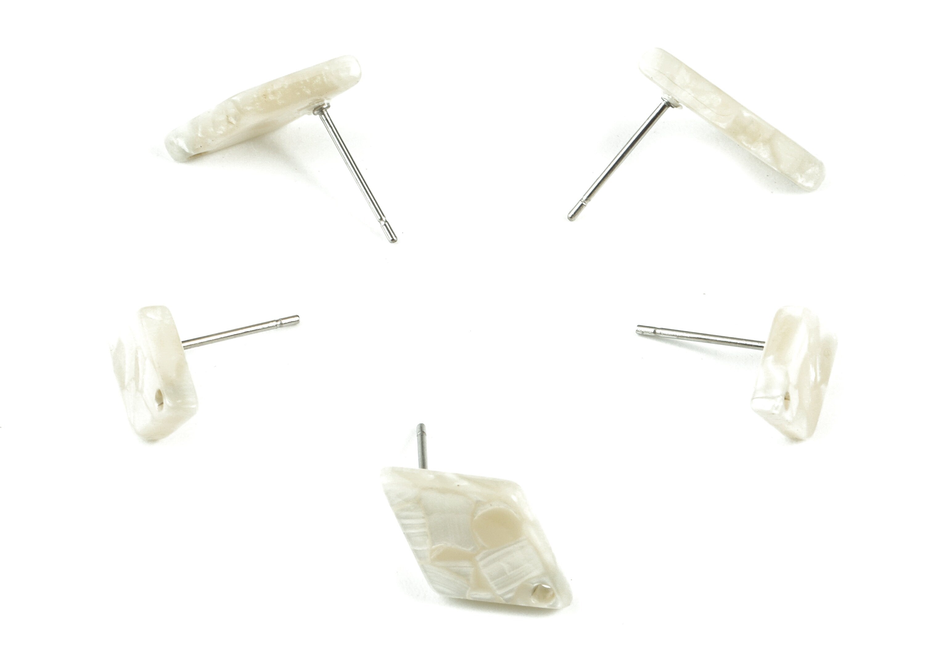 Acetate Rhombus Earring Post - Pearl Rhombus Earring Stud - 316 Stainless Steel - Color Code: A33 - 26.42x14.07x2.3mm - AC2056-A33 - DOMEDBAZAAR