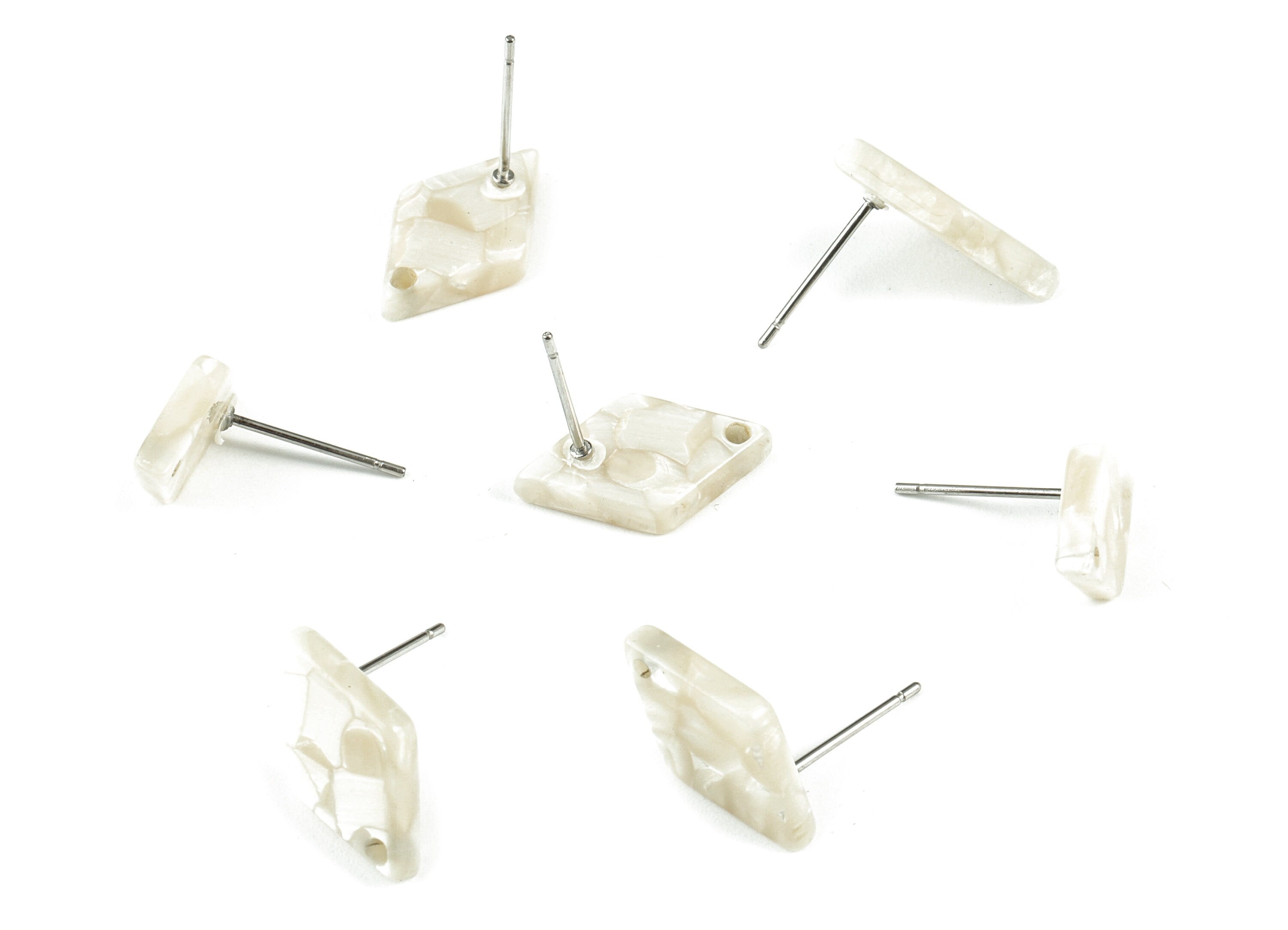 Acetate Rhombus Earring Post - Pearl Rhombus Earring Stud - 316 Stainless Steel - Color Code: A33 - 26.42x14.07x2.3mm - AC2056-A33 - DOMEDBAZAAR