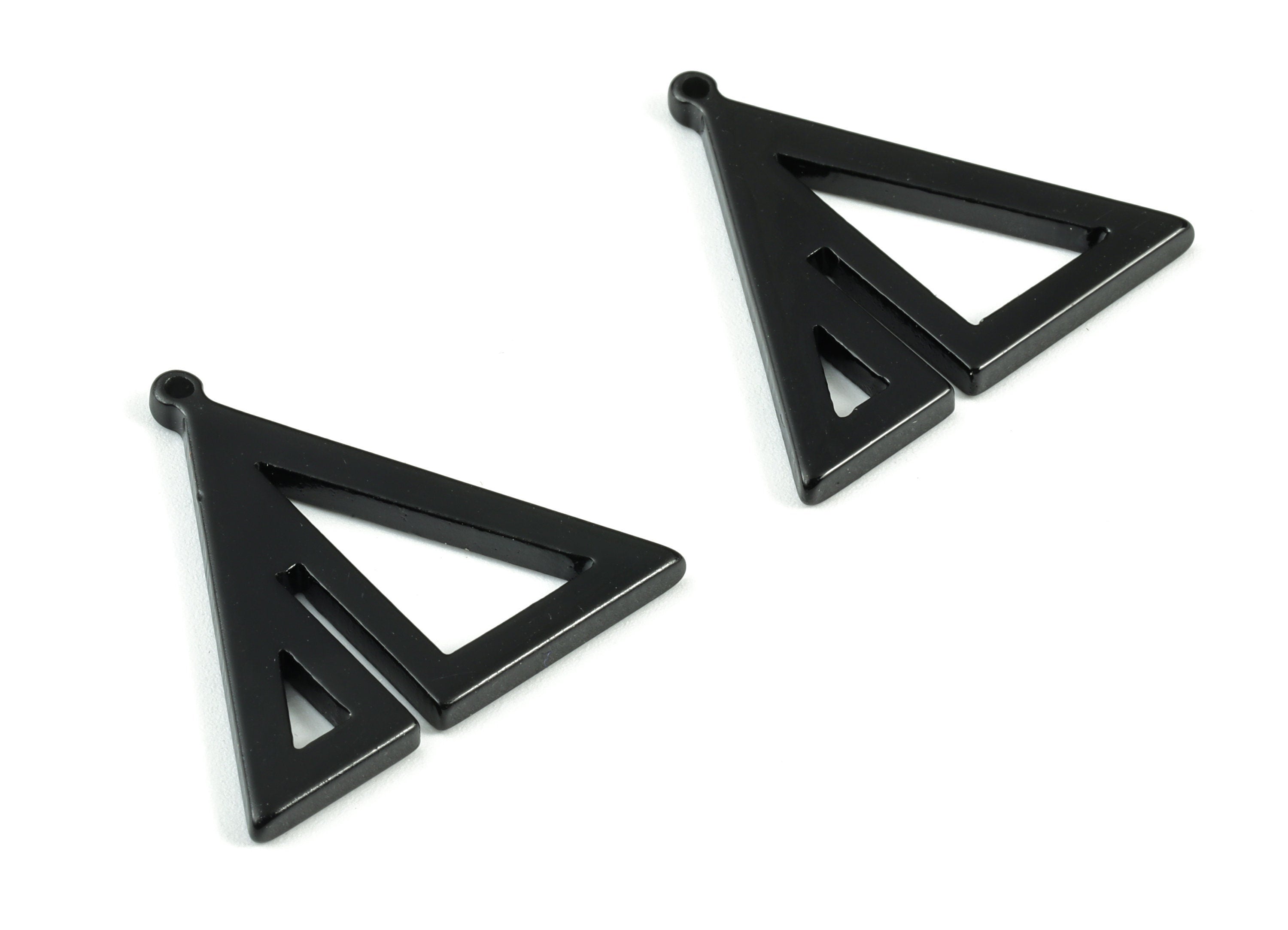 Acrylic Triangle Earring Charms - Black Triangles Pendant - Jewelry Supplies - Color Code:A66 - 29.62x30.2x2.48mm - AC2085-A66 - DOMEDBAZAAR