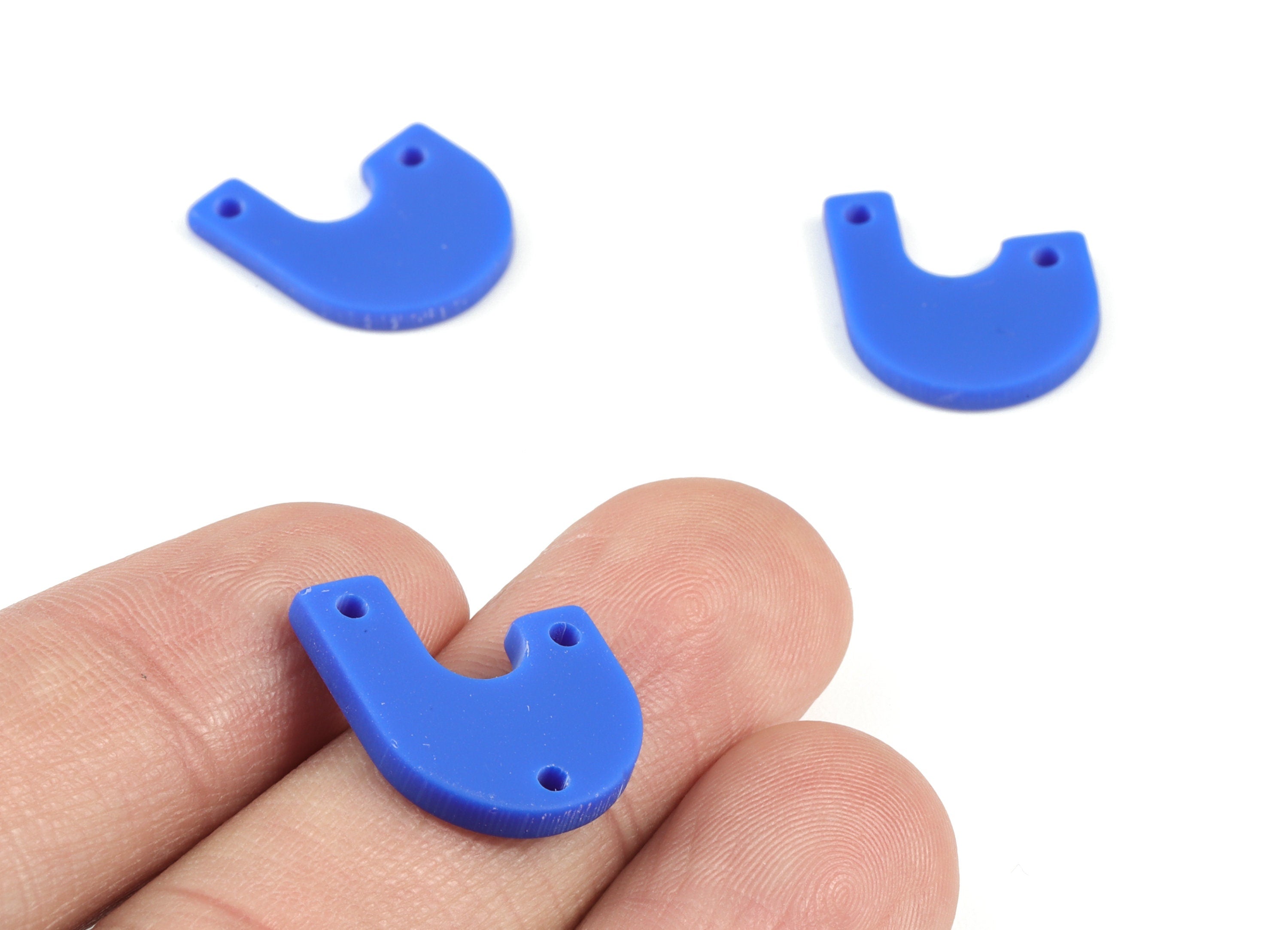 Acrylic U Earring Connector - Navy Acrylic U 3 Holes Earring Charms - Jewelry Supplies - Color Code:A522 - 18.74x15.24x2.05mm - AC2107-A522 - DOMEDBAZAAR