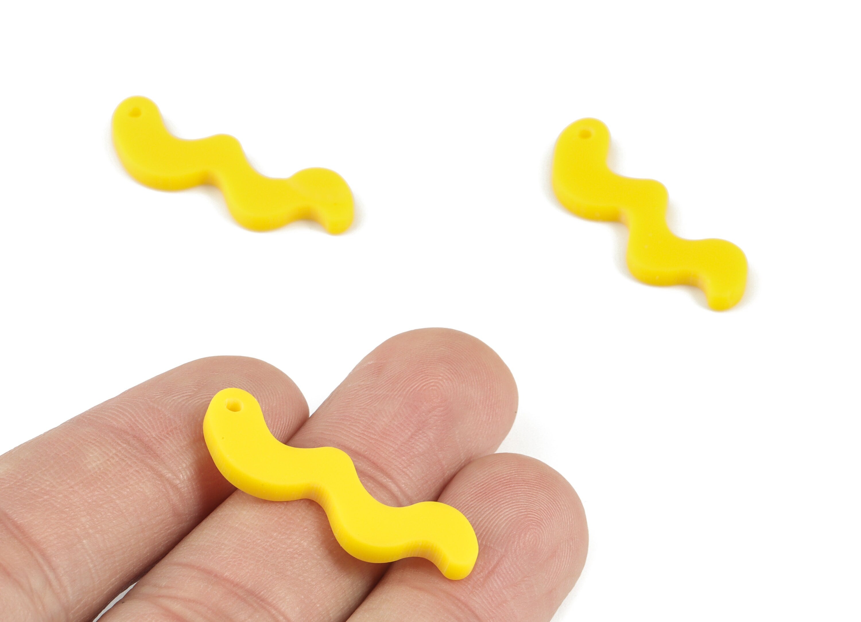 Acrylic Yellow Worn Earring Charms - Acrylic Worn Pendant - Jewelry Supplies - Color Code:A499 - 30.91x10.33x2.34mm - AC2108-A499 - DOMEDBAZAAR