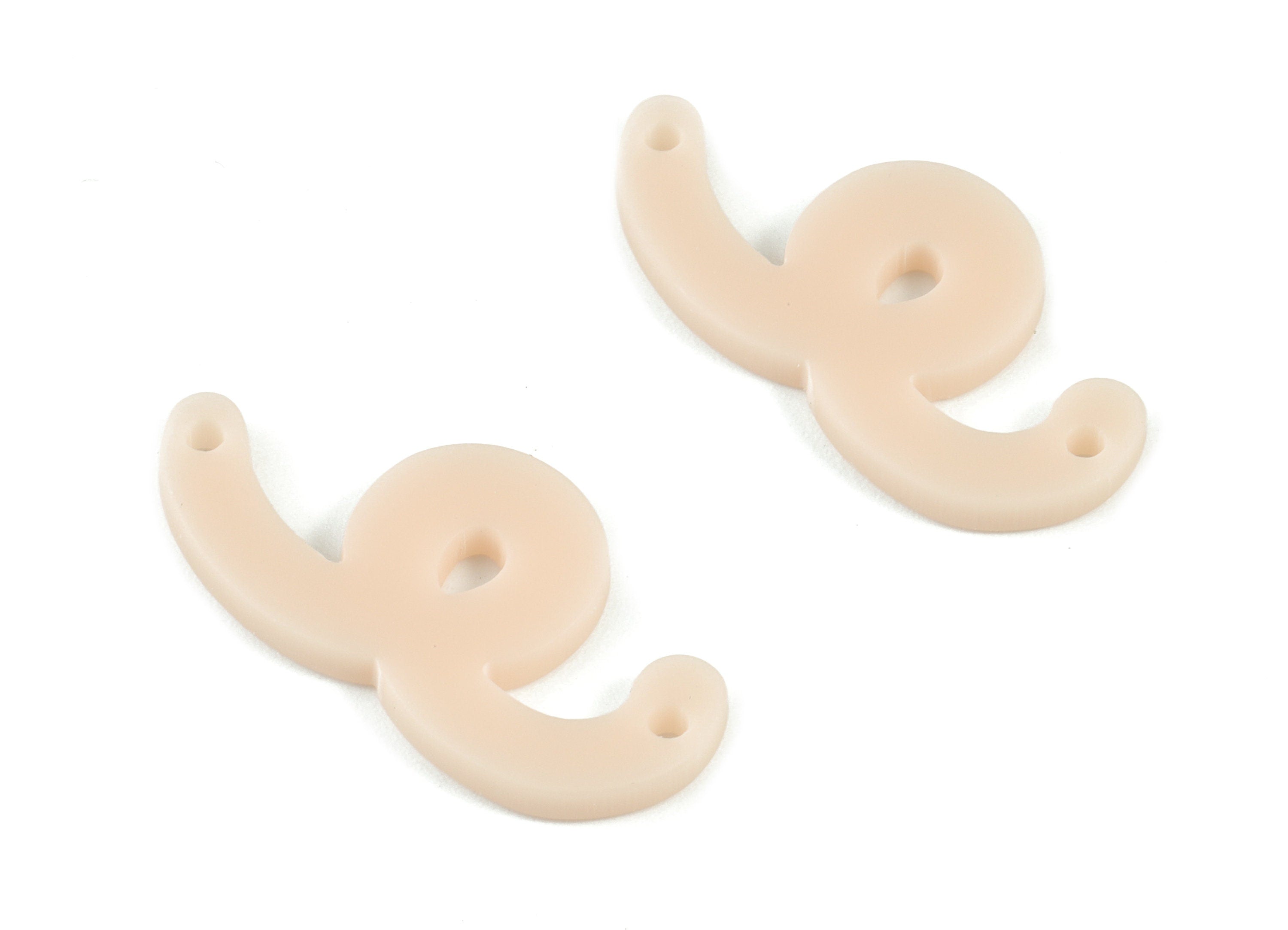 Acrylic Cream Worn Earring Connector - Acrylic Worn Earring Charms - Jewelry Supplies - Color Code:A523 - 31.71x15.36x2.43mm - AC2109-A523 - DOMEDBAZAAR