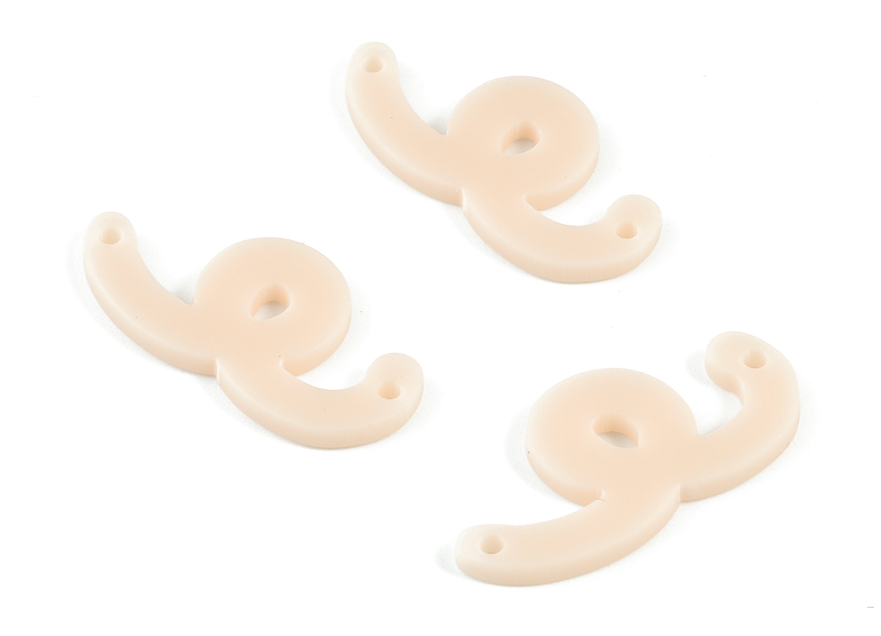 Acrylic Cream Worn Earring Connector - Acrylic Worn Earring Charms - Jewelry Supplies - Color Code:A523 - 31.71x15.36x2.43mm - AC2109-A523 - DOMEDBAZAAR