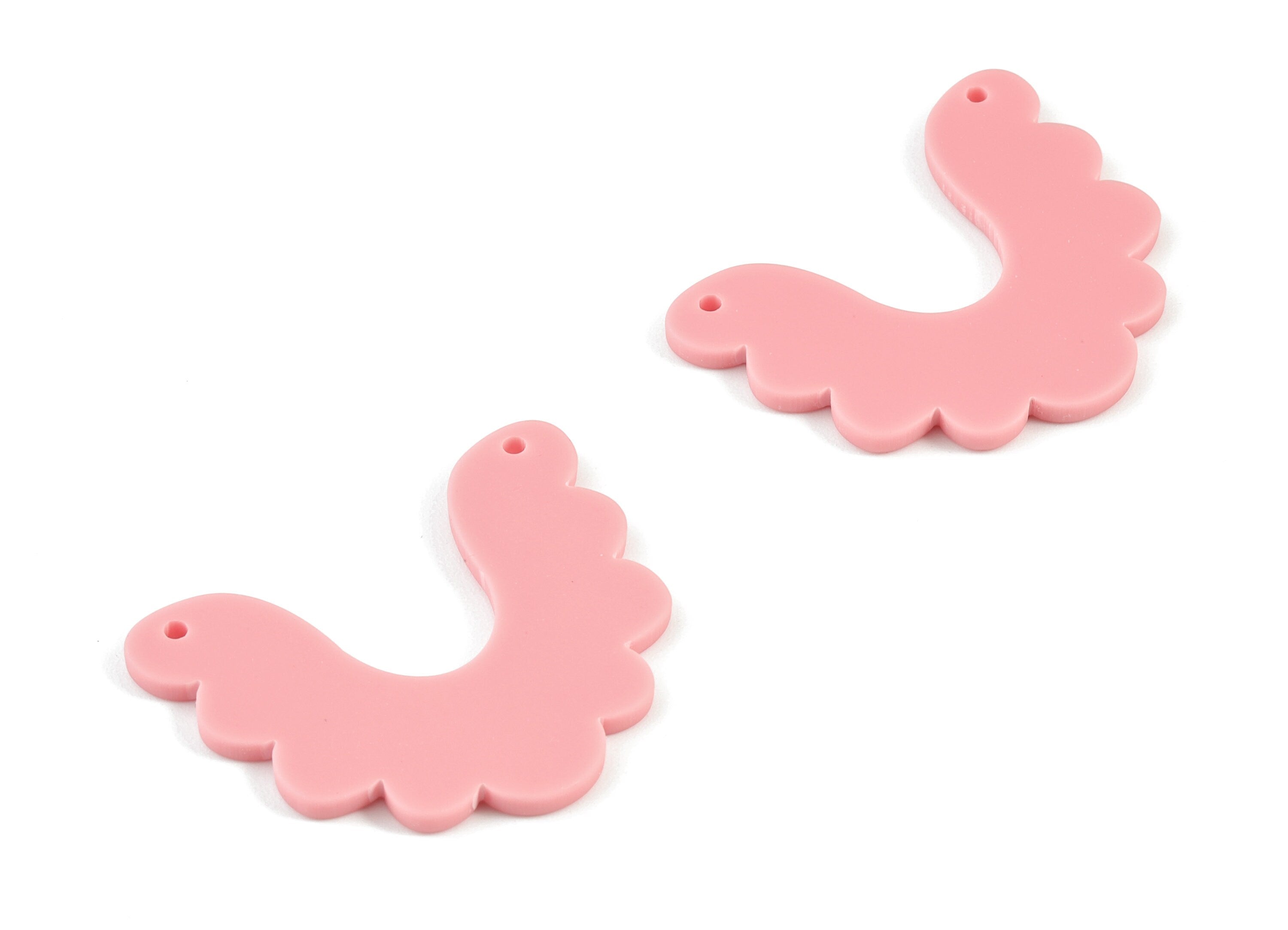 Acrylic Pink Half Moon Earring Connector - Acrylic Domed Charms - Jewelry Supplies - Color Code:A471 - 37.19x29.34x2mm - AC2115-A471 - DOMEDBAZAAR
