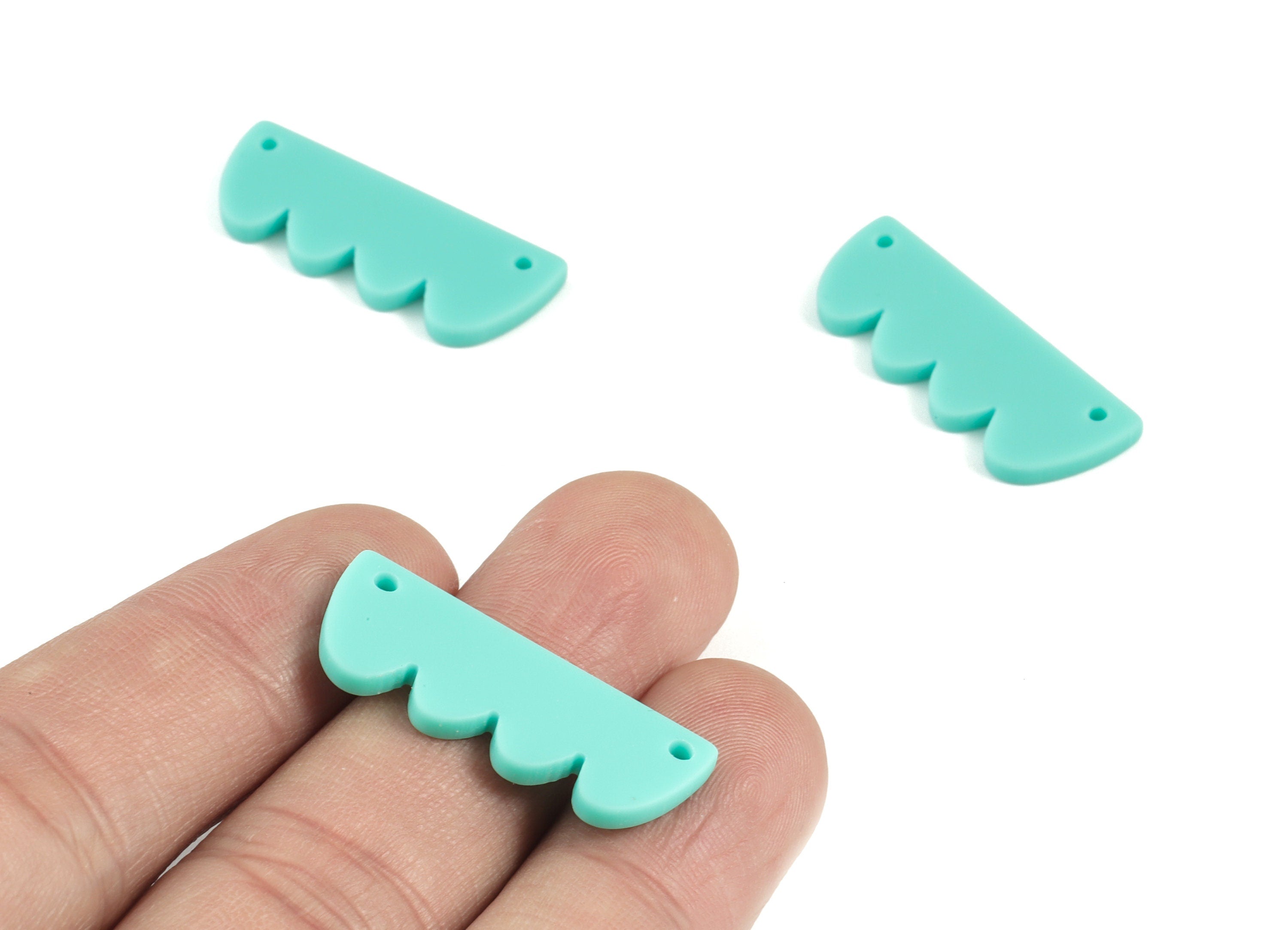 Acrylic Zig Zag Earring Connector - Green Acrylic Zig Zag Charms - Jewelry Supplies - Color Code:A467 - 30.06x11.59x2.15mm - AC2112-A467 - DOMEDBAZAAR