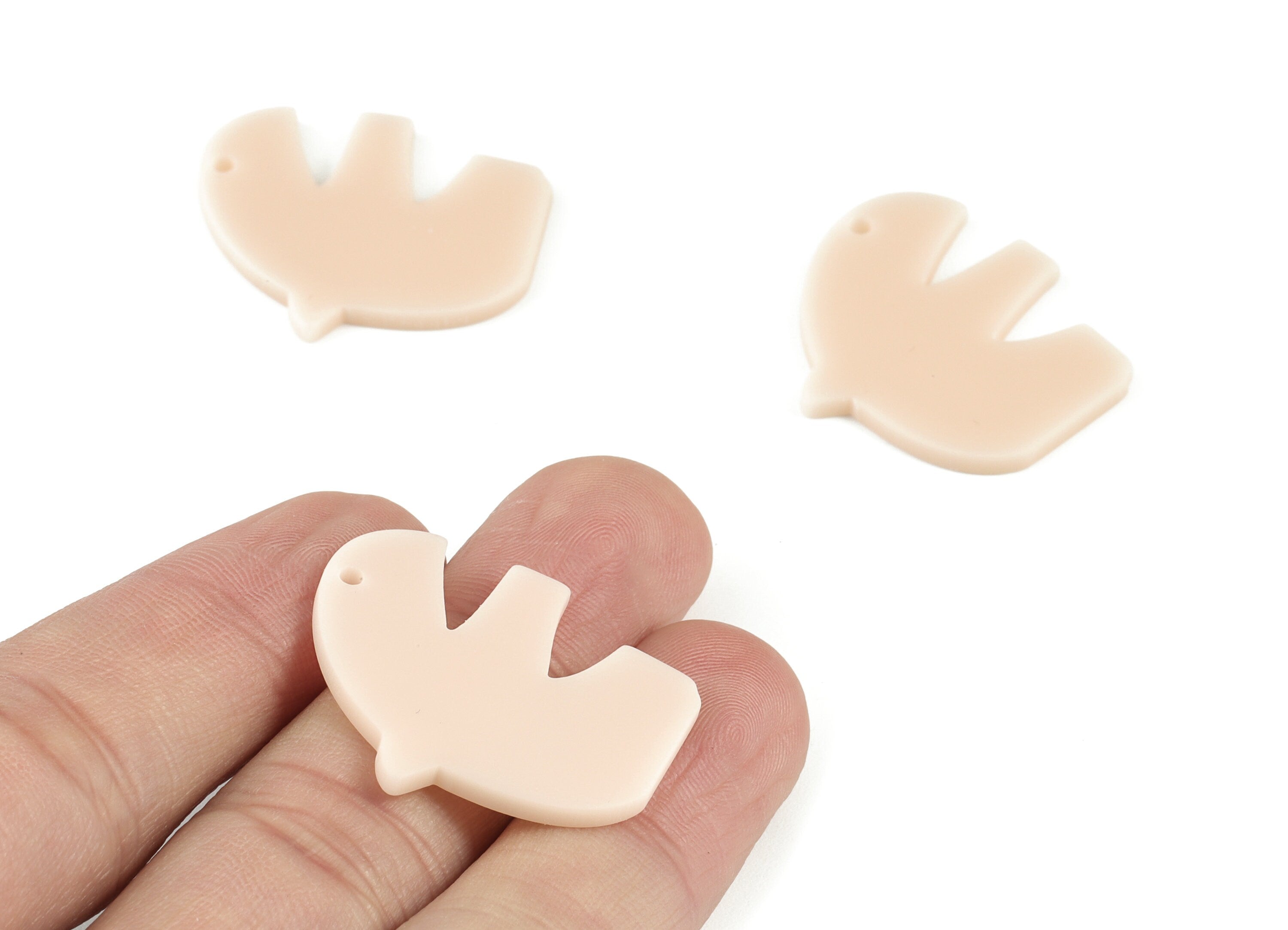 Acrylic Fat E Earring Charms - Acrylic Cream Fat Letter Earrings - Jewelry Supplies - Color Code:A523 - 30.61x26.13x2.28mm - AC2114-A523 - DOMEDBAZAAR