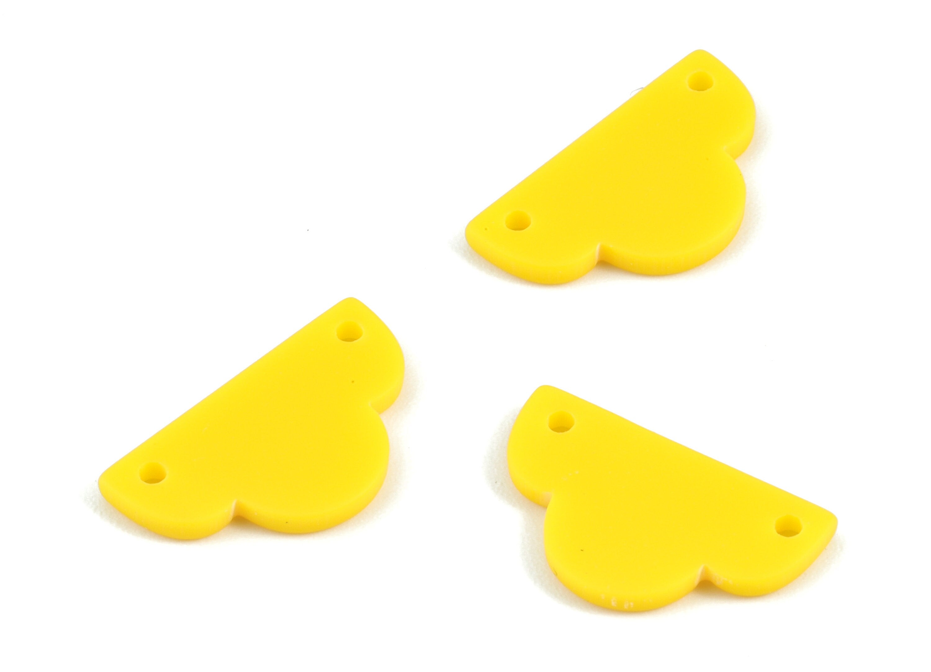 Acrylic Mini Half Cloud Earring Connector - Yellow Half Cloud Earrings - Jewelry Supplies - Color Code:A499 - 19.7x11.38x1.7mm - AC2123-A499 - DOMEDBAZAAR